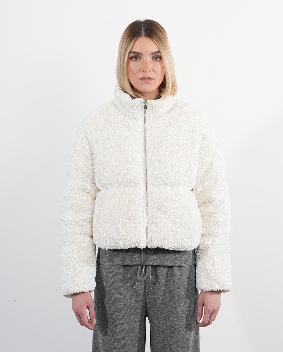 Chaqueta de mujer acolchada con detalles brillantes - Lili Sidonio - Blanco Blanco-1