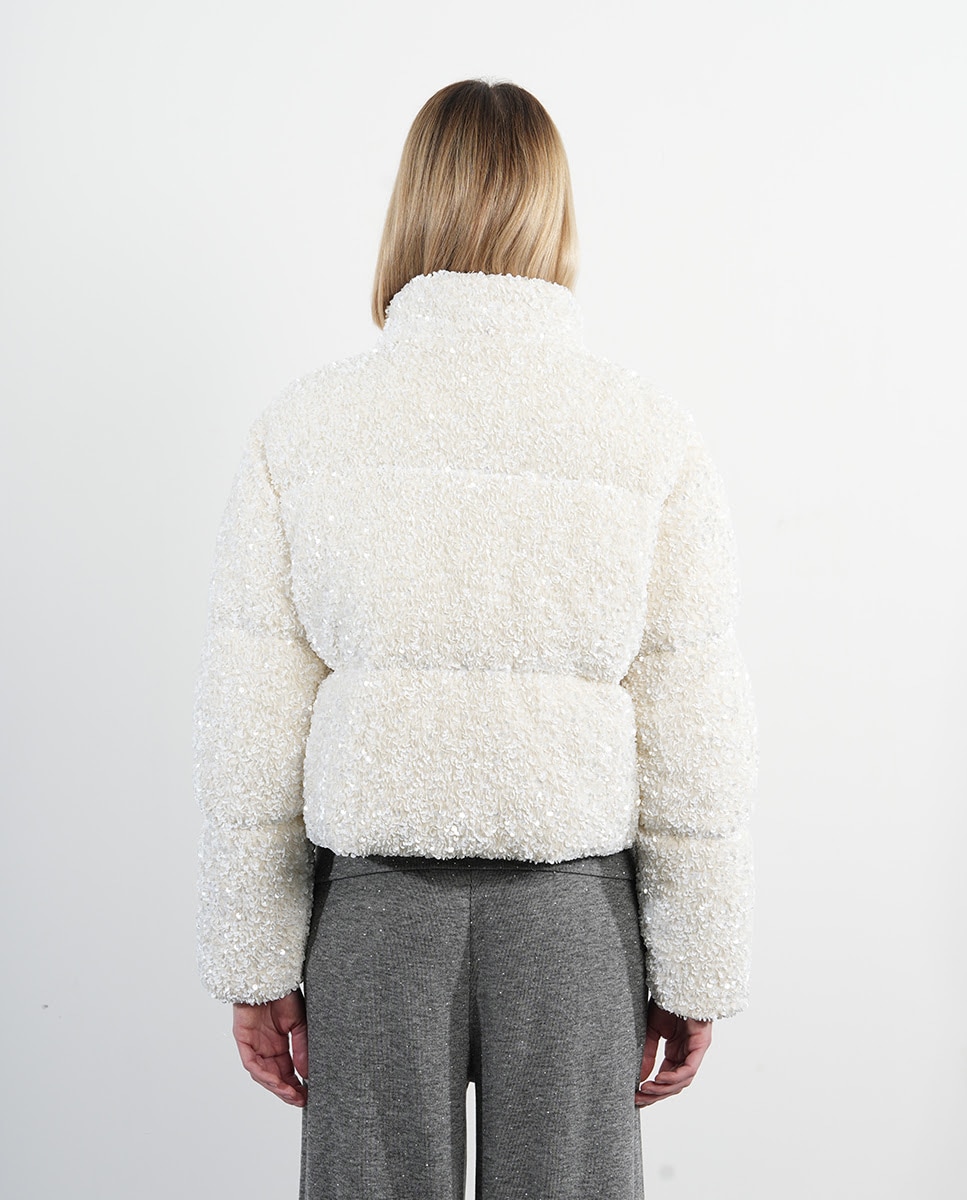 Chaqueta de mujer acolchada con detalles brillantes - Lili Sidonio - Blanco Blanco-2