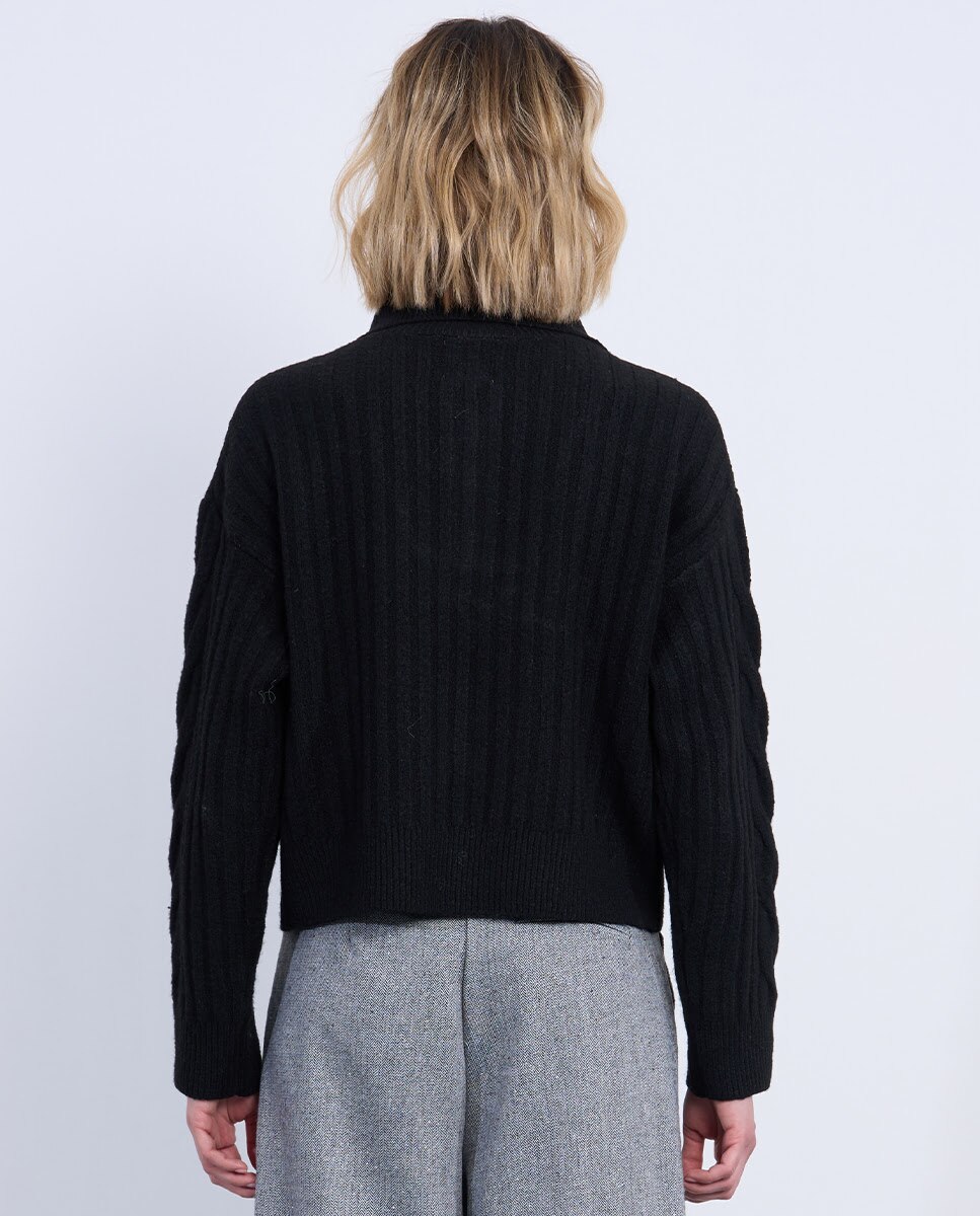 Jersey de mujer de manga larga con cremallera - Lili Sidonio - Negro Negro-2