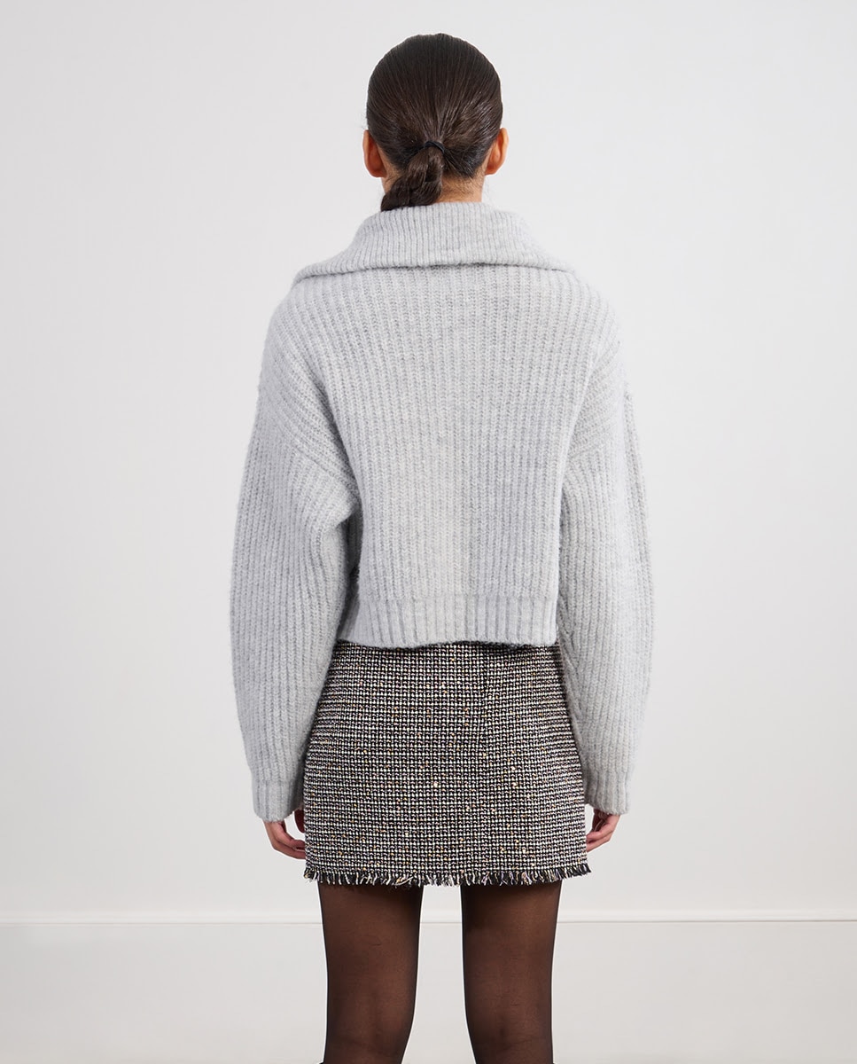 Jersey de mujer de manga larga con cuello solapa - Lili Sidonio - Gris Gris-2