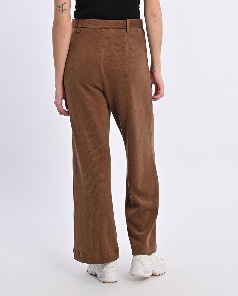 Pantalón de mujer largo tipo cullote con cinturón - Lili Sidonio - Marrón Marrón-2