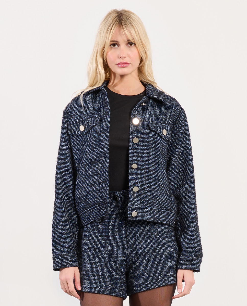 Lili Sidonio - Chaqueta de mujer de manga larga tejido tweed.