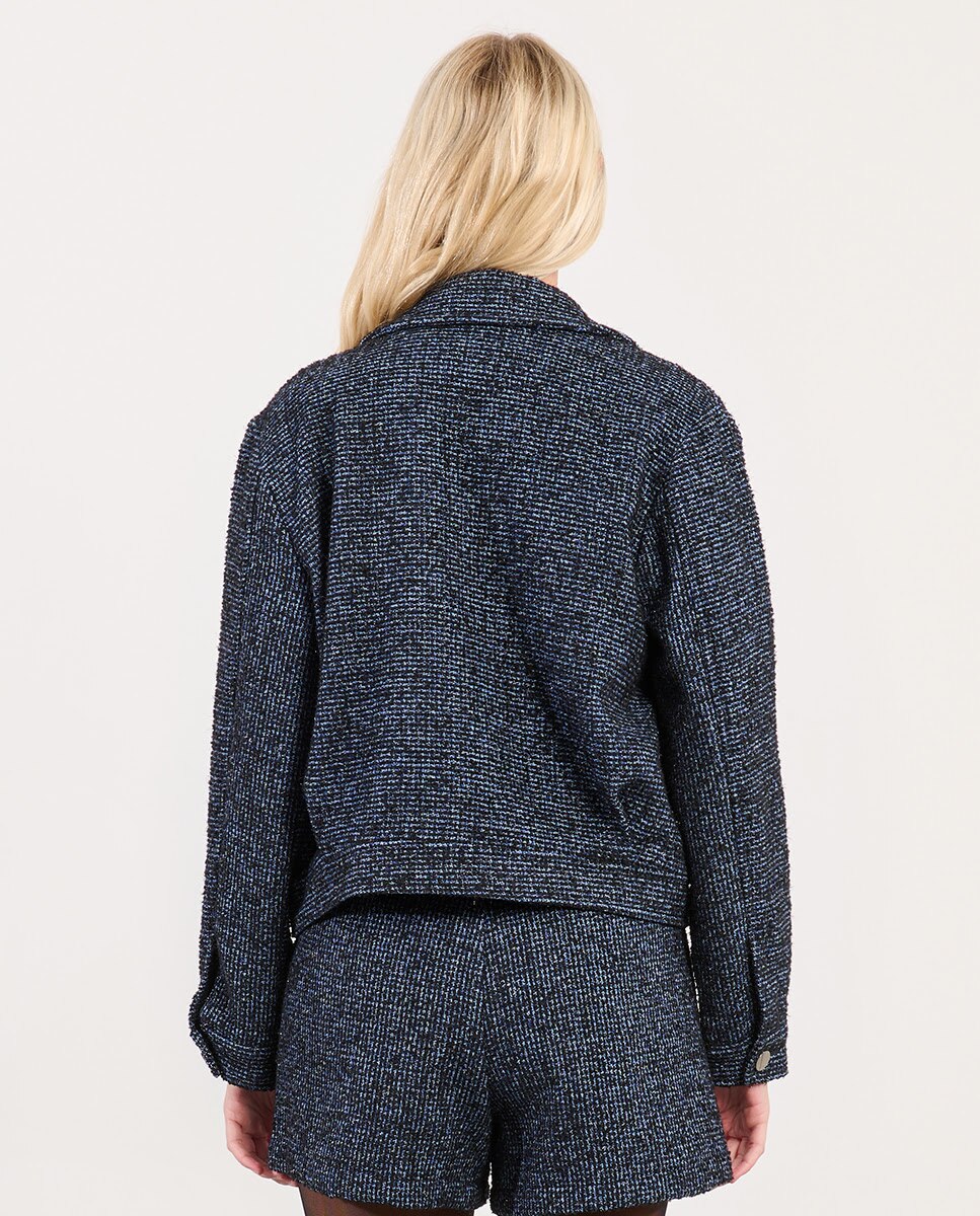 Chaqueta de mujer de manga larga tejido tweed - Lili Sidonio - Azul Azul-2