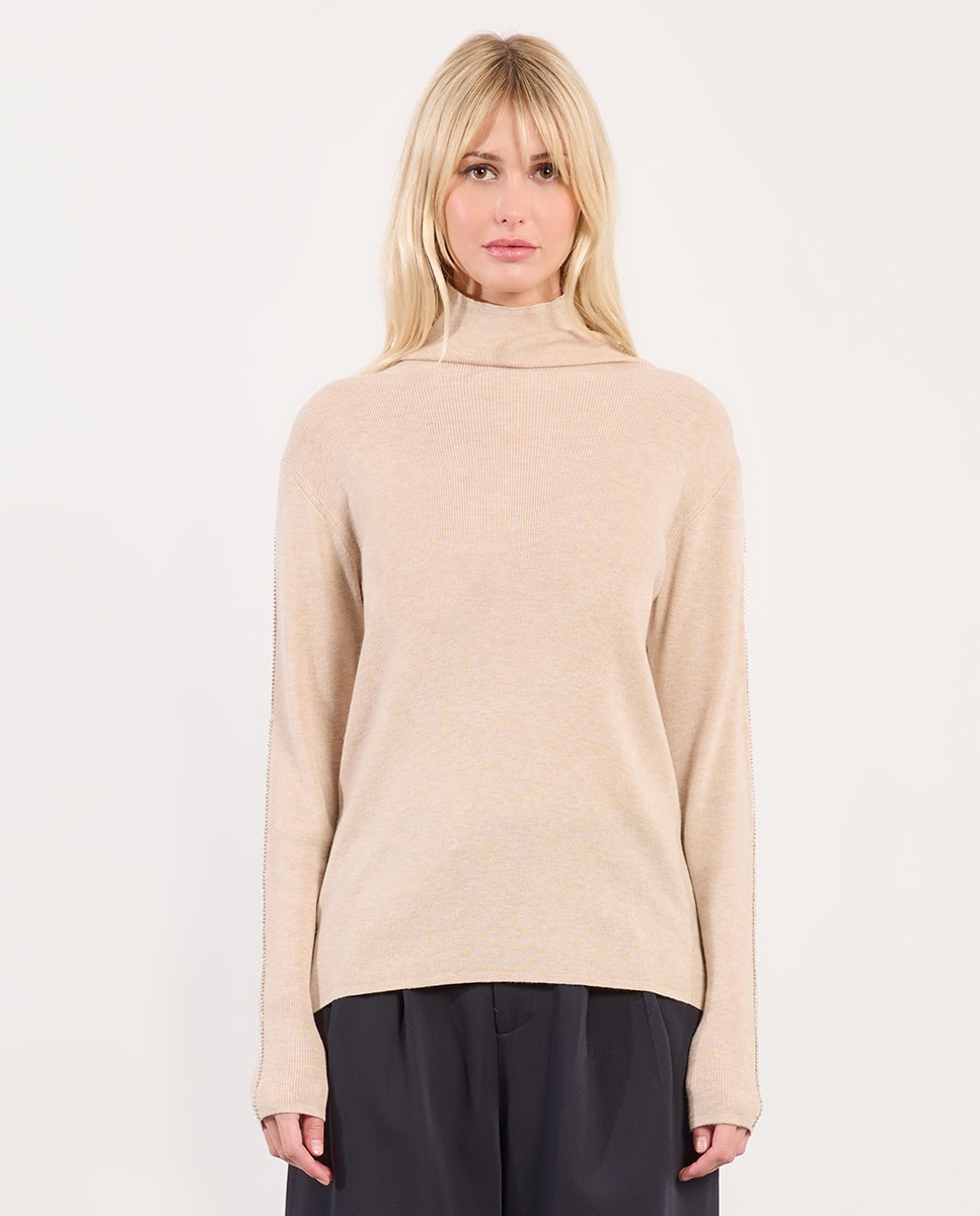 Lili Sidonio - Jersey de mujer de manga larga cuello elevado.