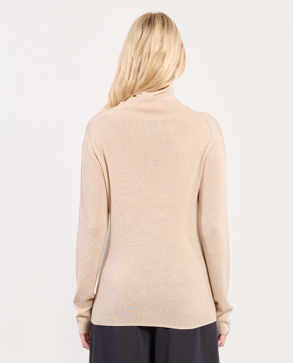 Jersey de mujer de manga larga cuello elevado - Lili Sidonio - Beige Beige-2