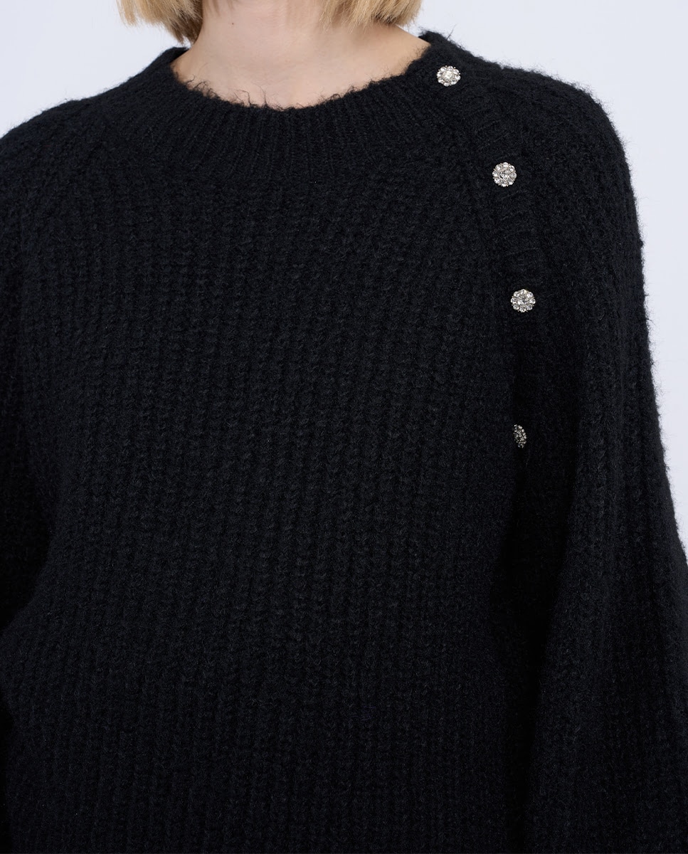 Jersey de mujer de manga larga con detalle de botones - Lili Sidonio - Negro Negro-5