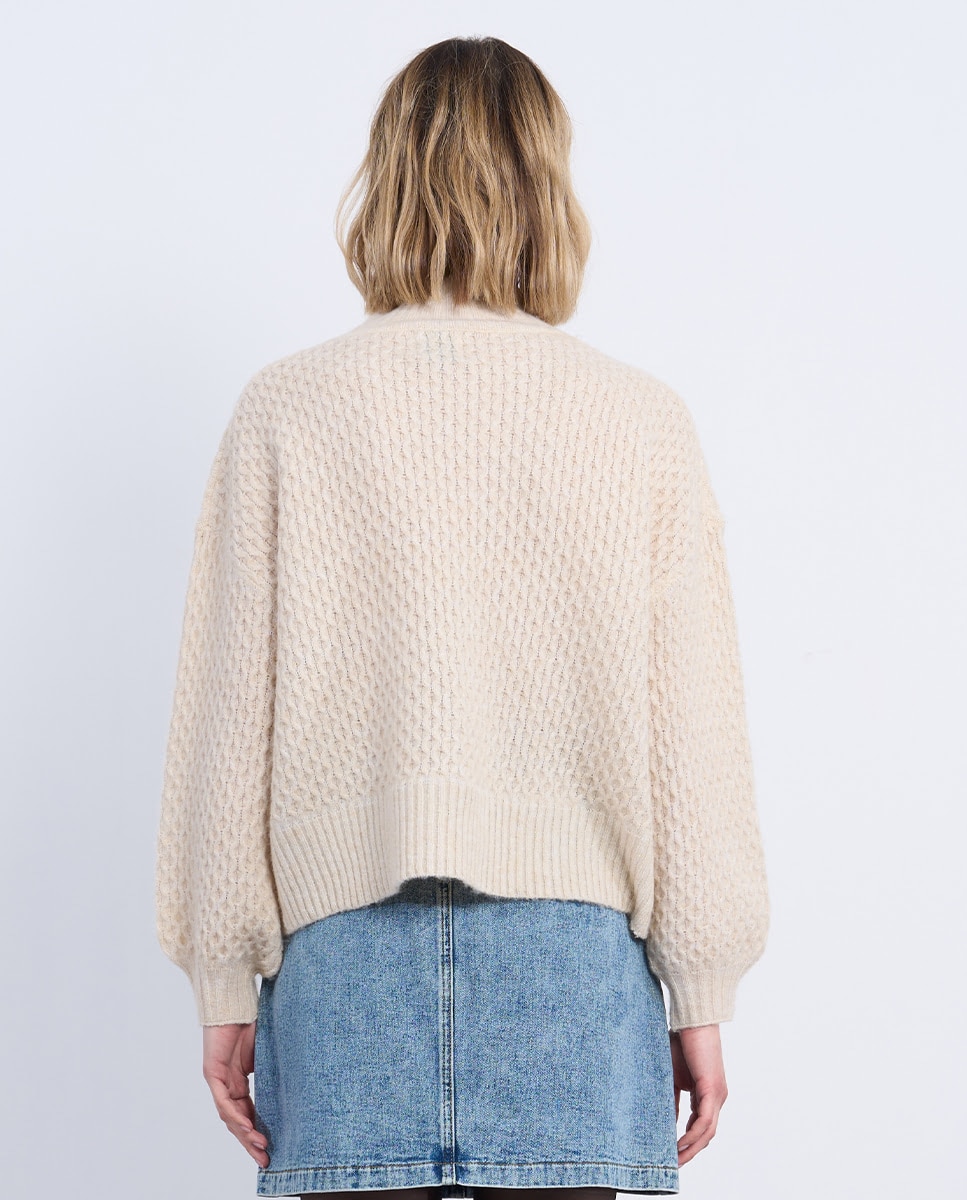 Jersey de mujer de manga larga en punto mezclado - Lili Sidonio - Beige Beige-2