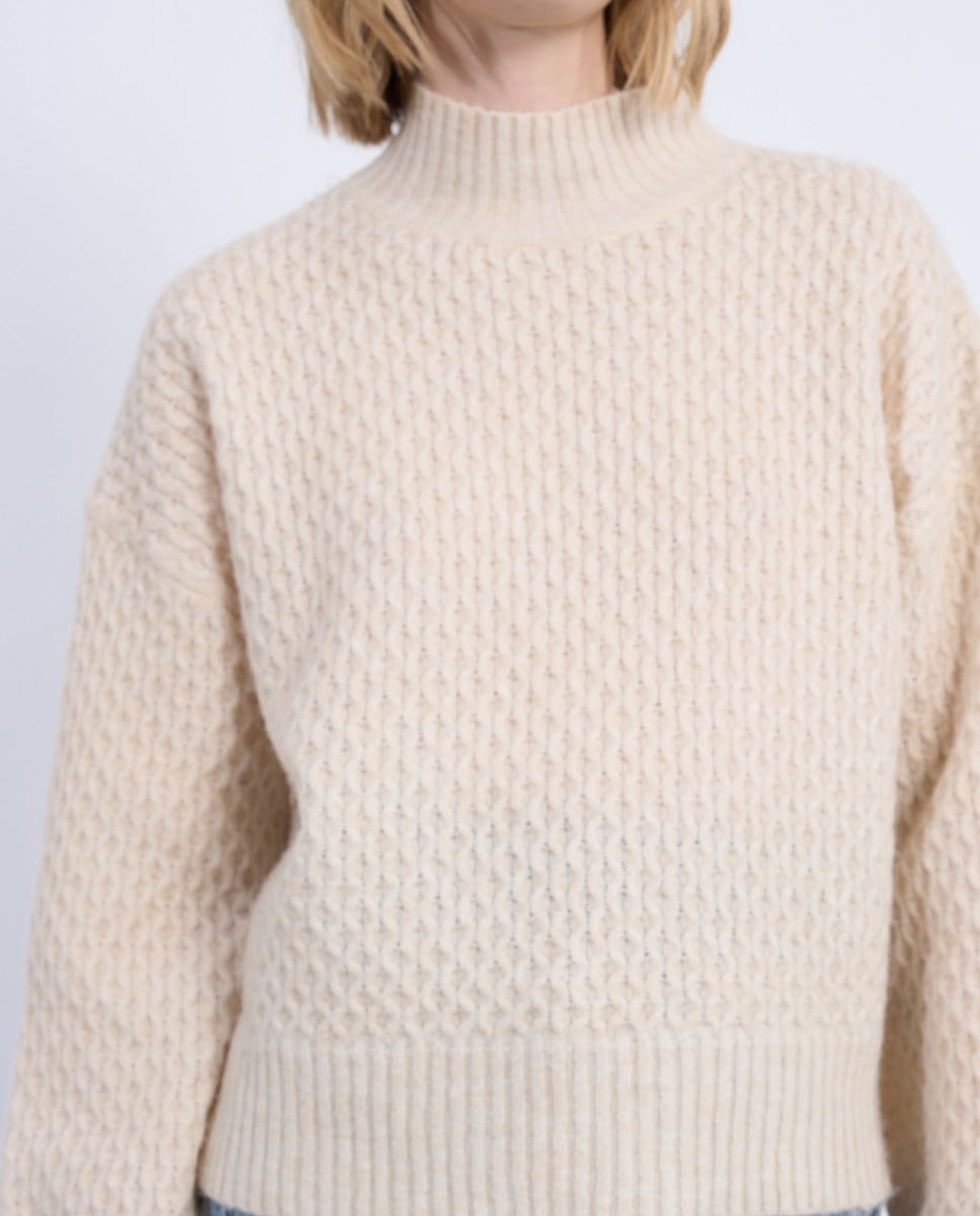 Jersey de mujer de manga larga en punto mezclado - Lili Sidonio - Beige Beige-4