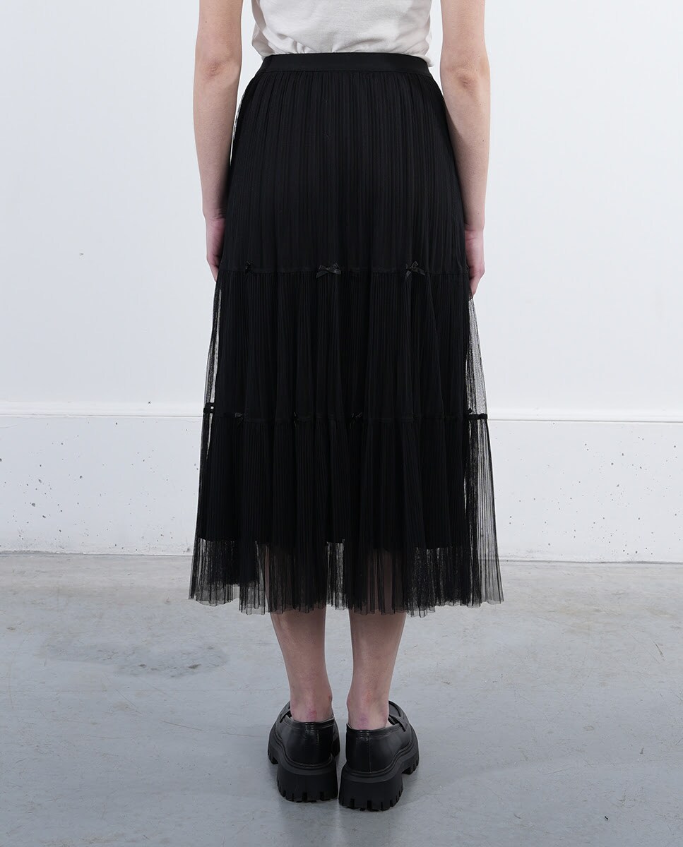 Tulle Falda Negra Larga De Tul Falda Larga Plisada En Tejido De