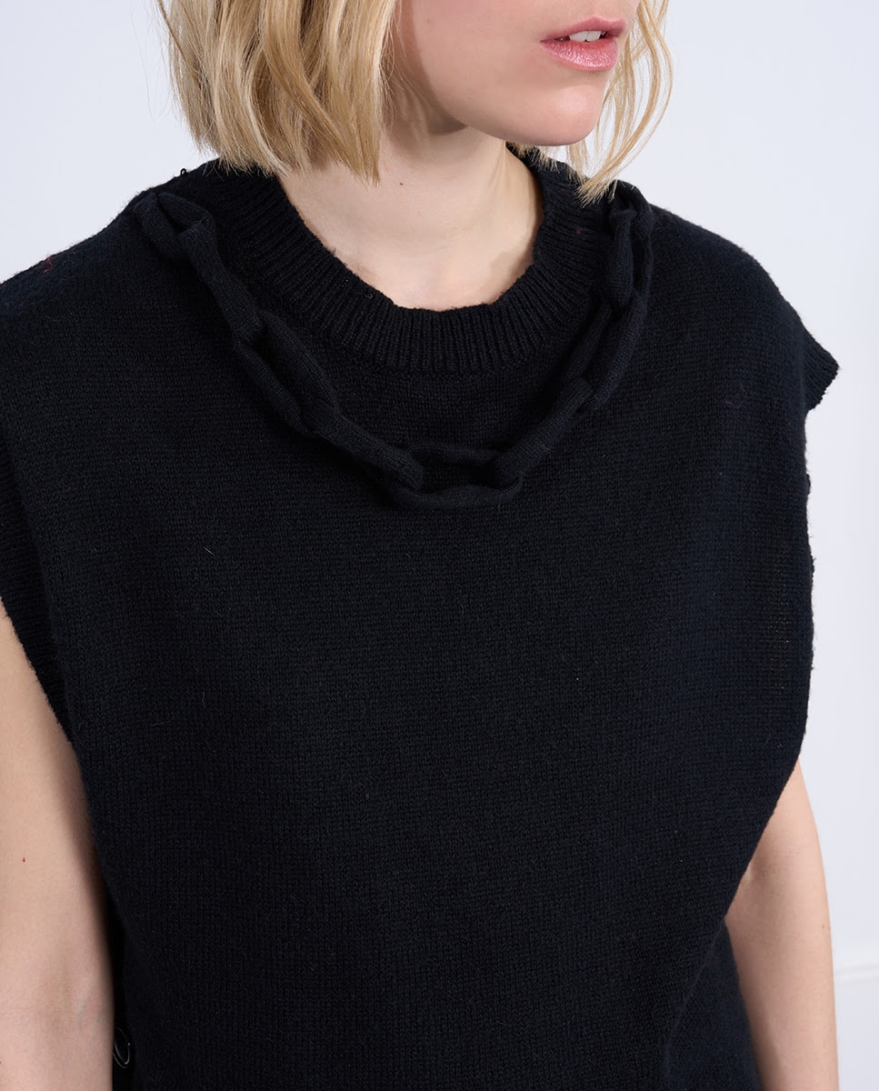 Jersey de mujer de manga corta detalle botones - Lili Sidonio - Negro Negro-4