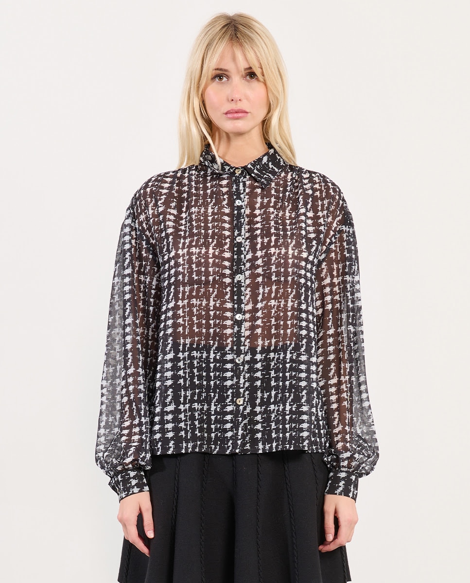 Lili Sidonio - Camisa de mujer de manga larga estampado cuadros.