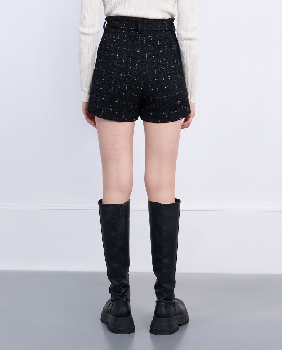 Short de mujer corto con estampado y lazada - Lili Sidonio - Negro Negro-2