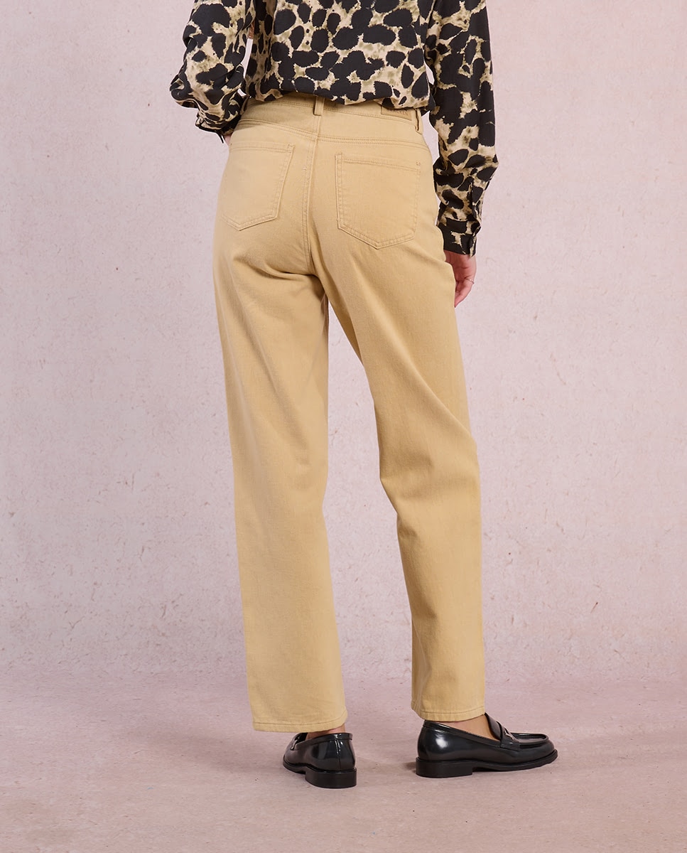 Pantalón de mujer largo en tejido de pana - Molly Bracken - Beige Beige-3