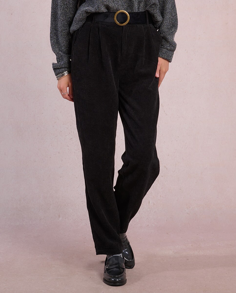 Pantalón de mujer tobillero de micropana - Molly Bracken - Negro Negro-2