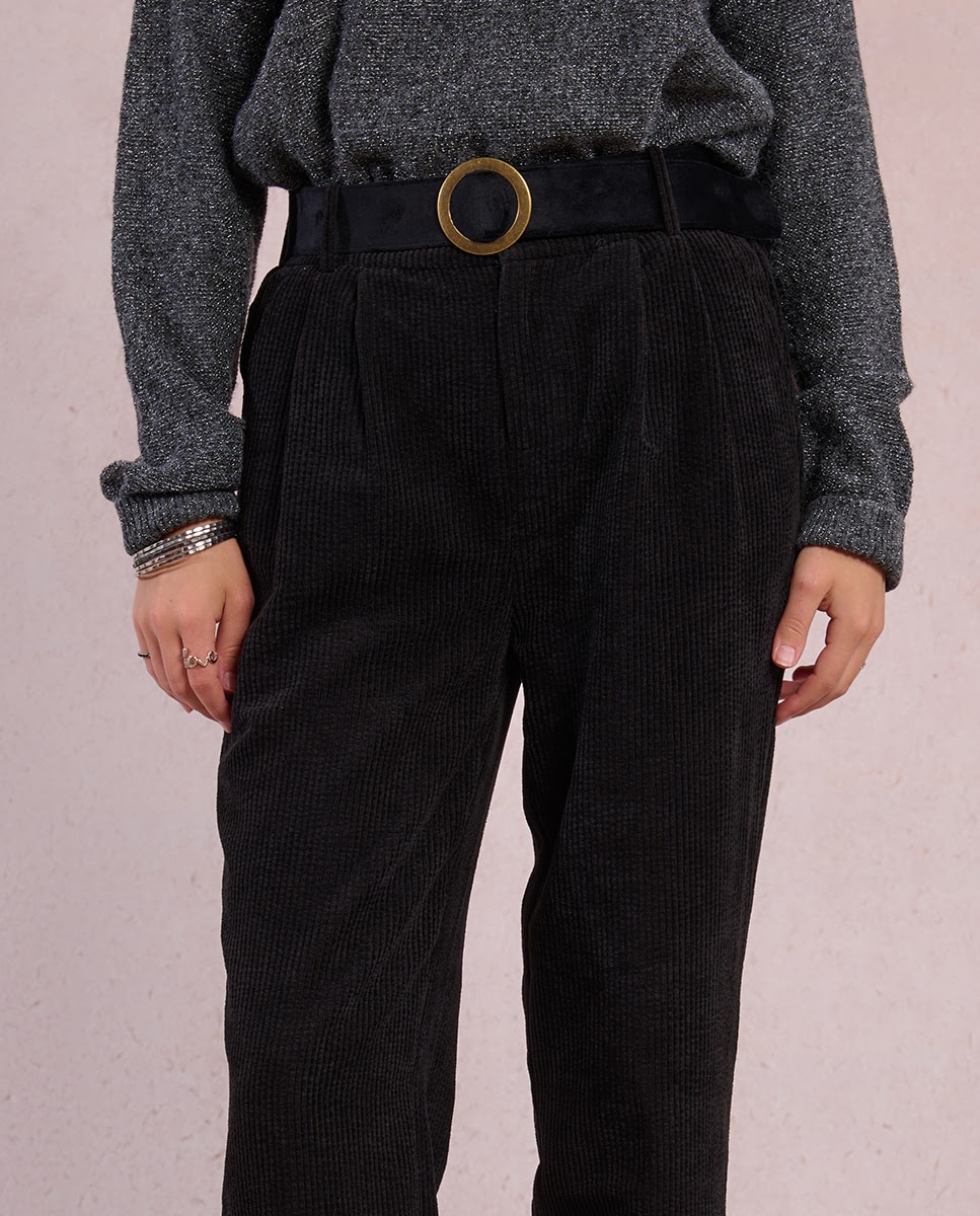Pantalón de mujer tobillero de micropana - Molly Bracken - Negro Negro-4