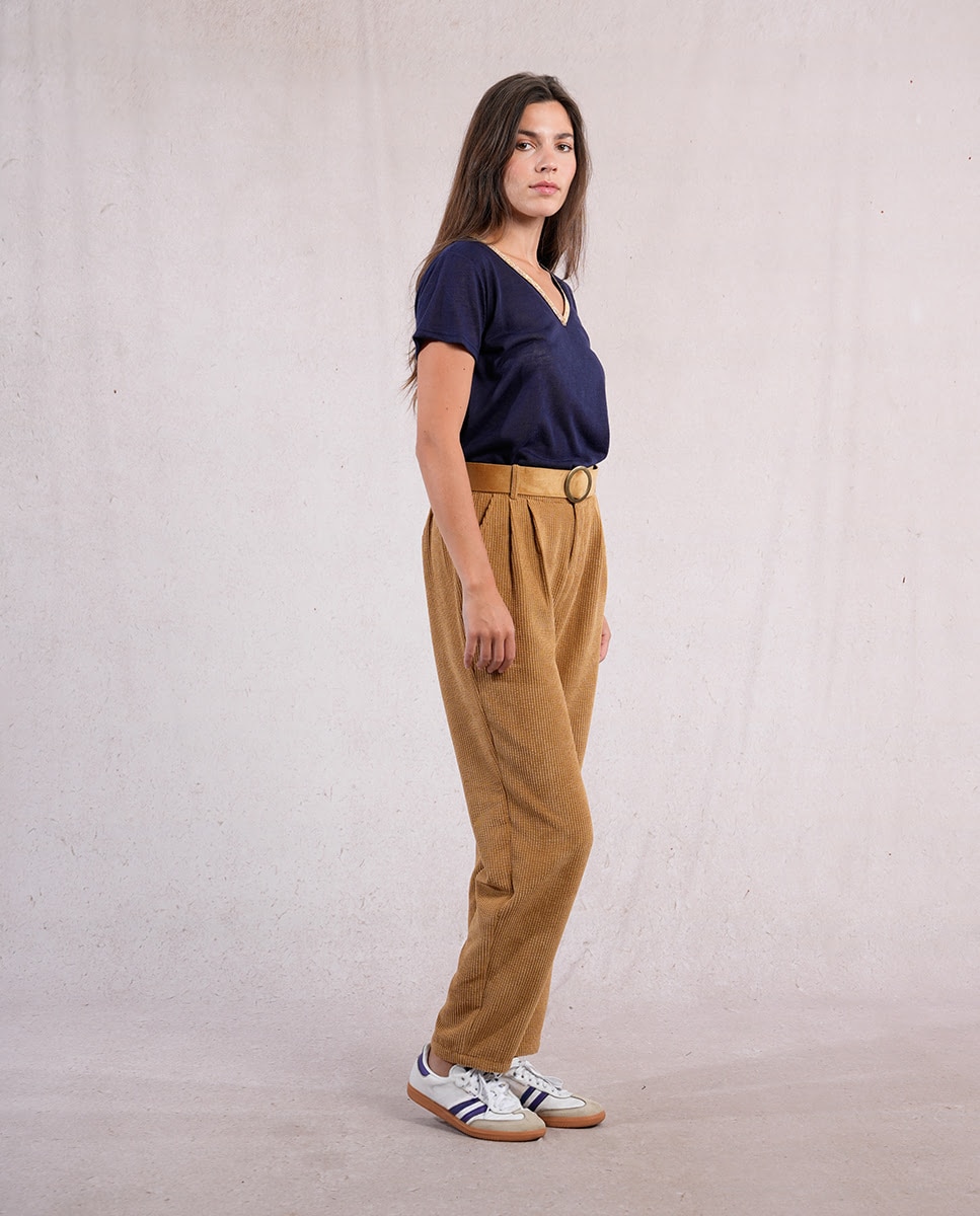 Pantalón de mujer tobillero de micropana - Molly Bracken - Marrón claro Marrón claro-1