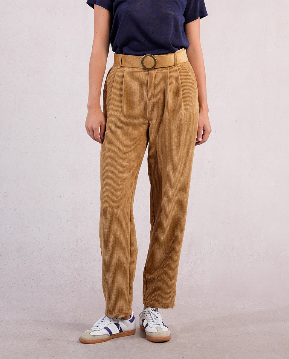 Pantalón de mujer tobillero de micropana - Molly Bracken - Marrón claro Marrón claro-2