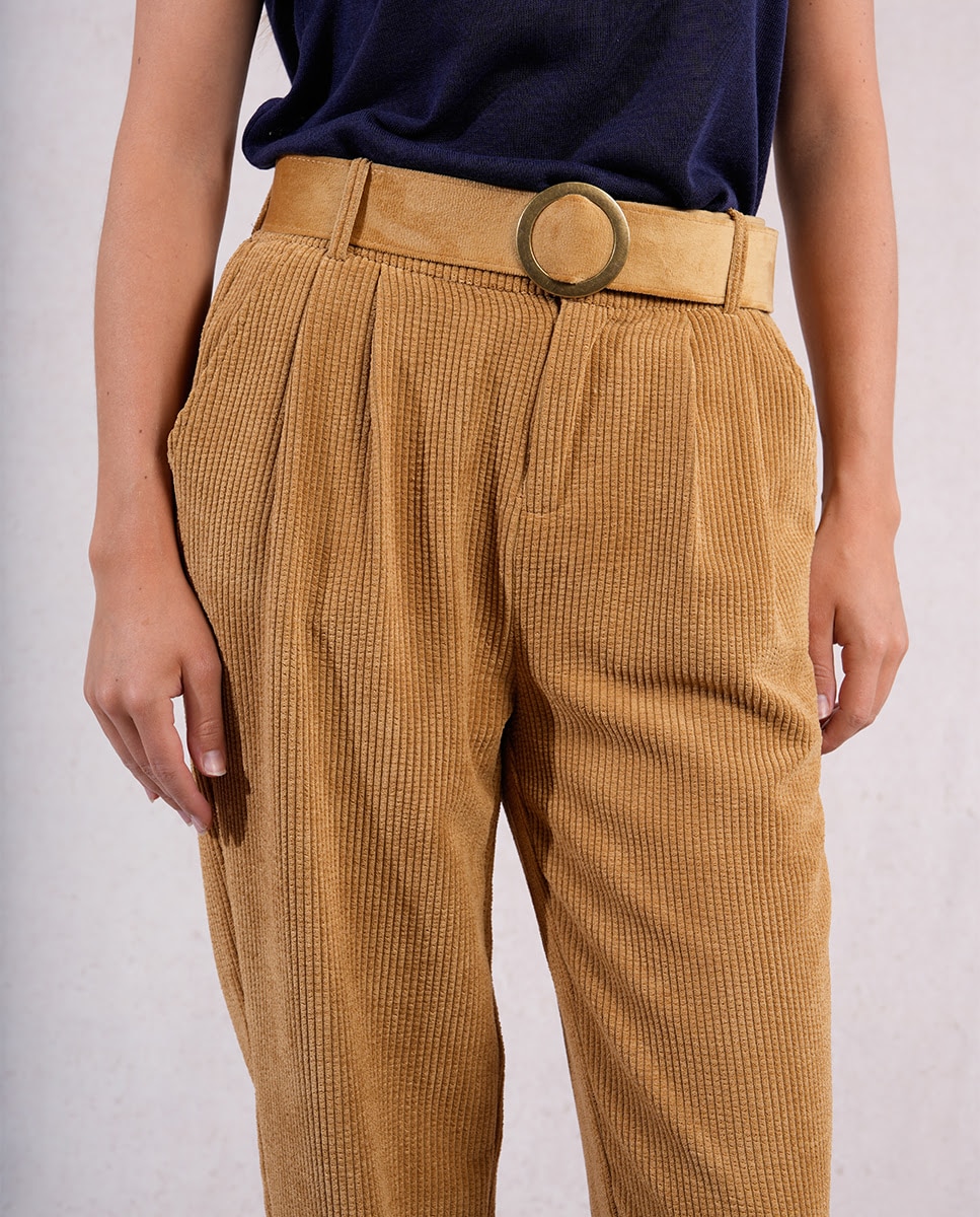 Pantalón de mujer tobillero de micropana - Molly Bracken - Marrón claro Marrón claro-4