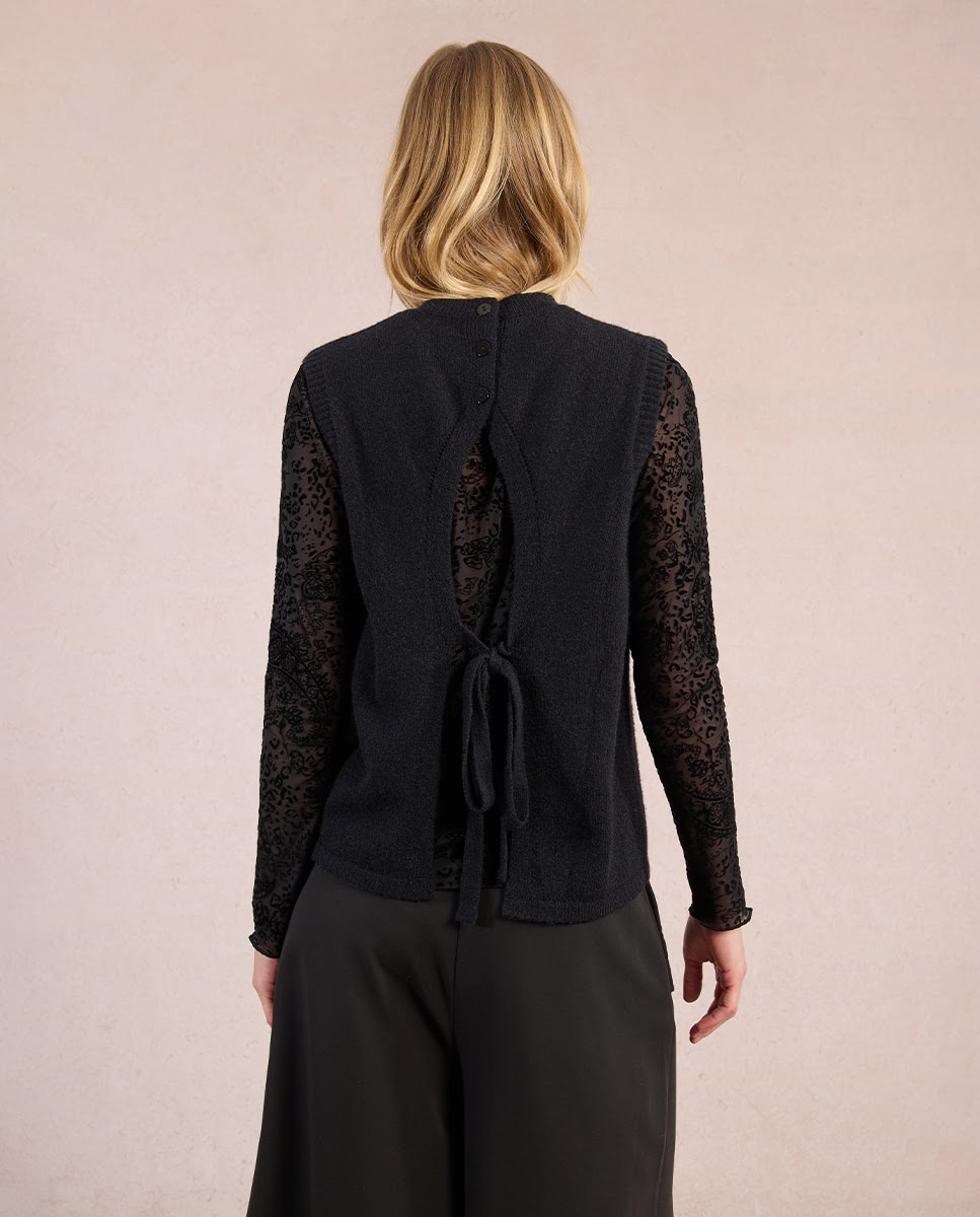 Jersey de mujer sin manga espalda descubierta - Molly Bracken - Negro Negro-2
