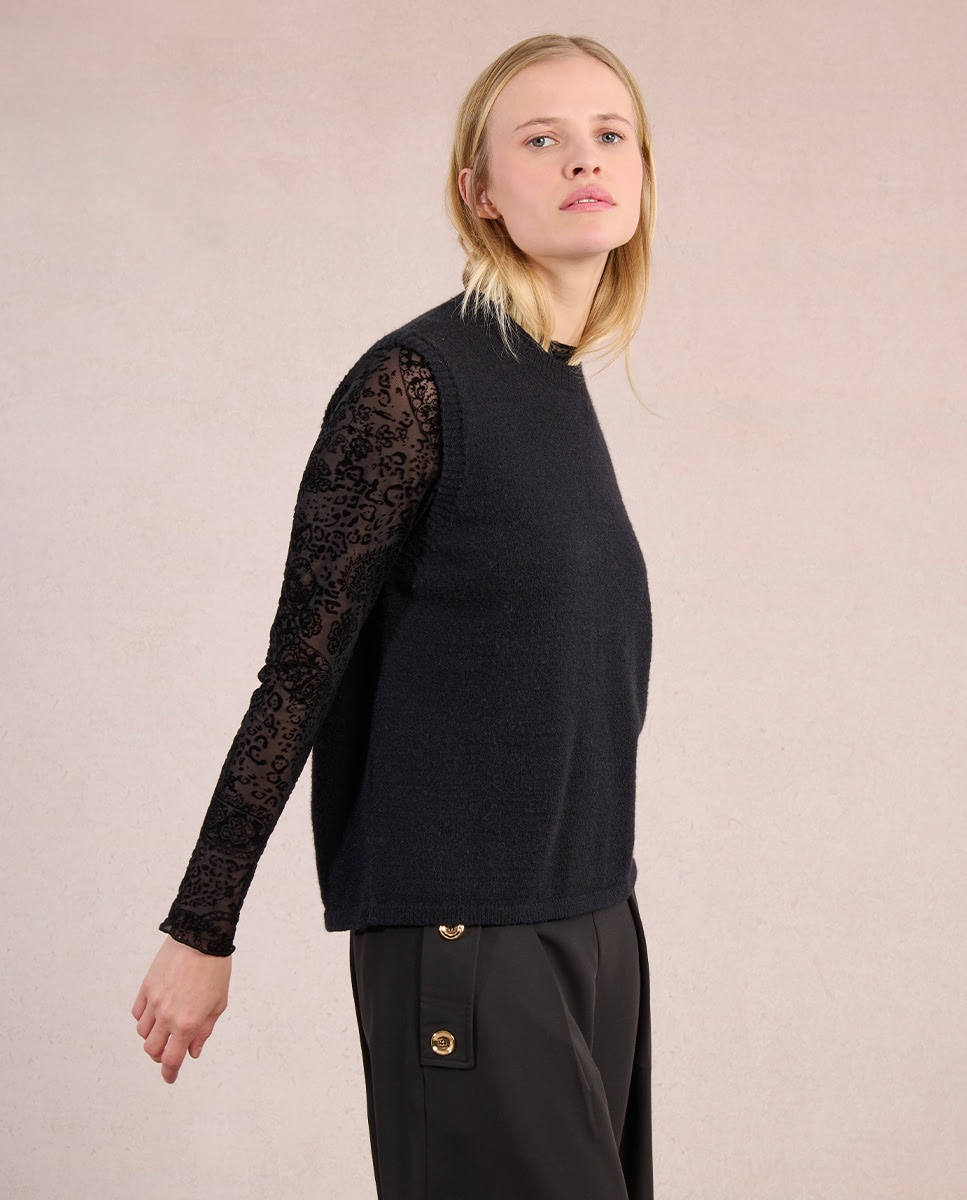 Jersey de mujer sin manga espalda descubierta - Molly Bracken - Negro Negro-4