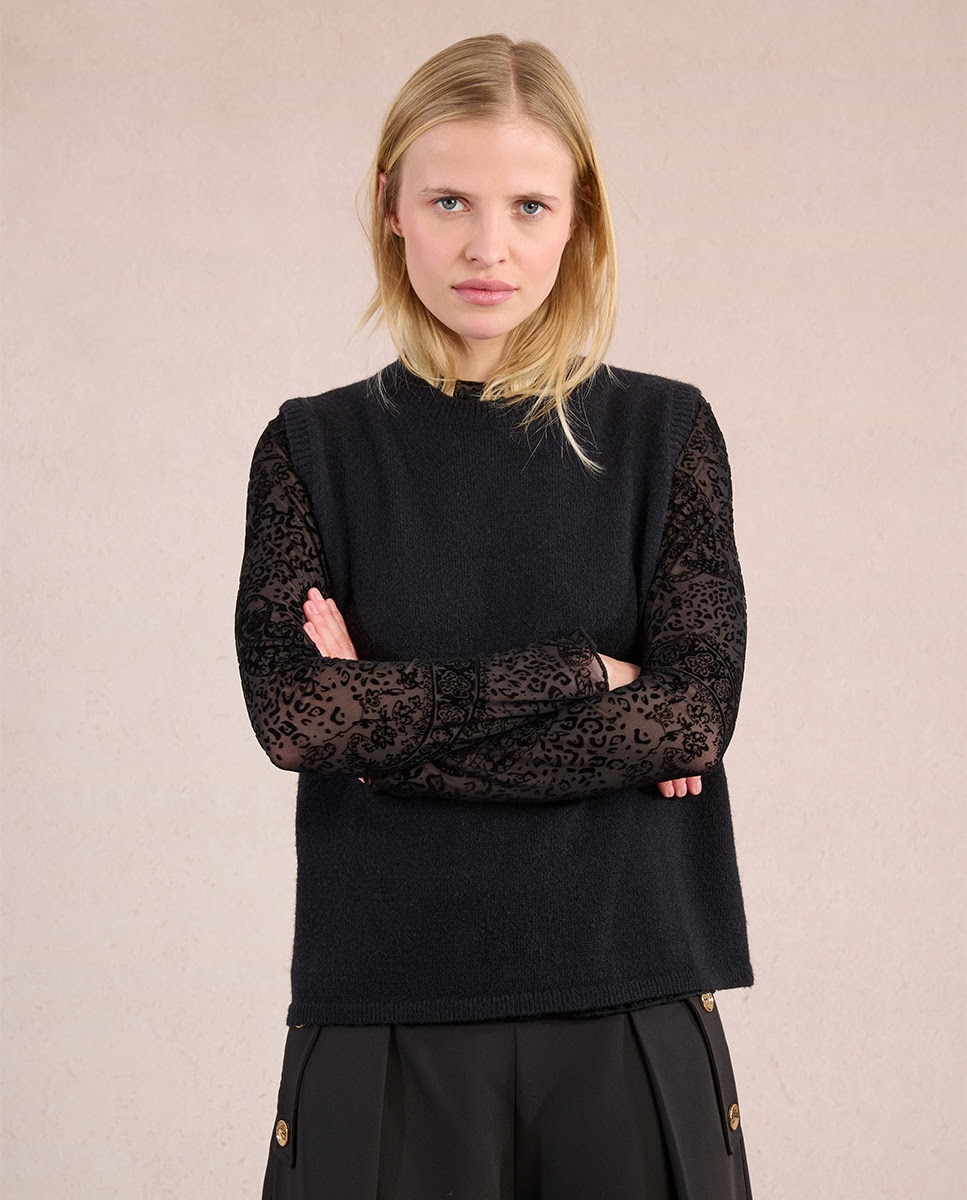 Jersey de mujer sin manga espalda descubierta - Molly Bracken - Negro Negro-5