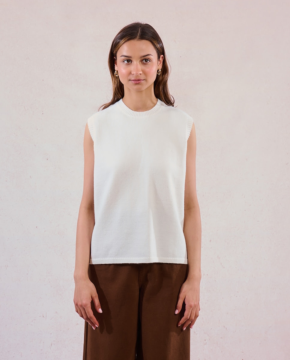 Jersey de mujer sin manga espalda descubierta - Molly Bracken - Blanco Blanco-1