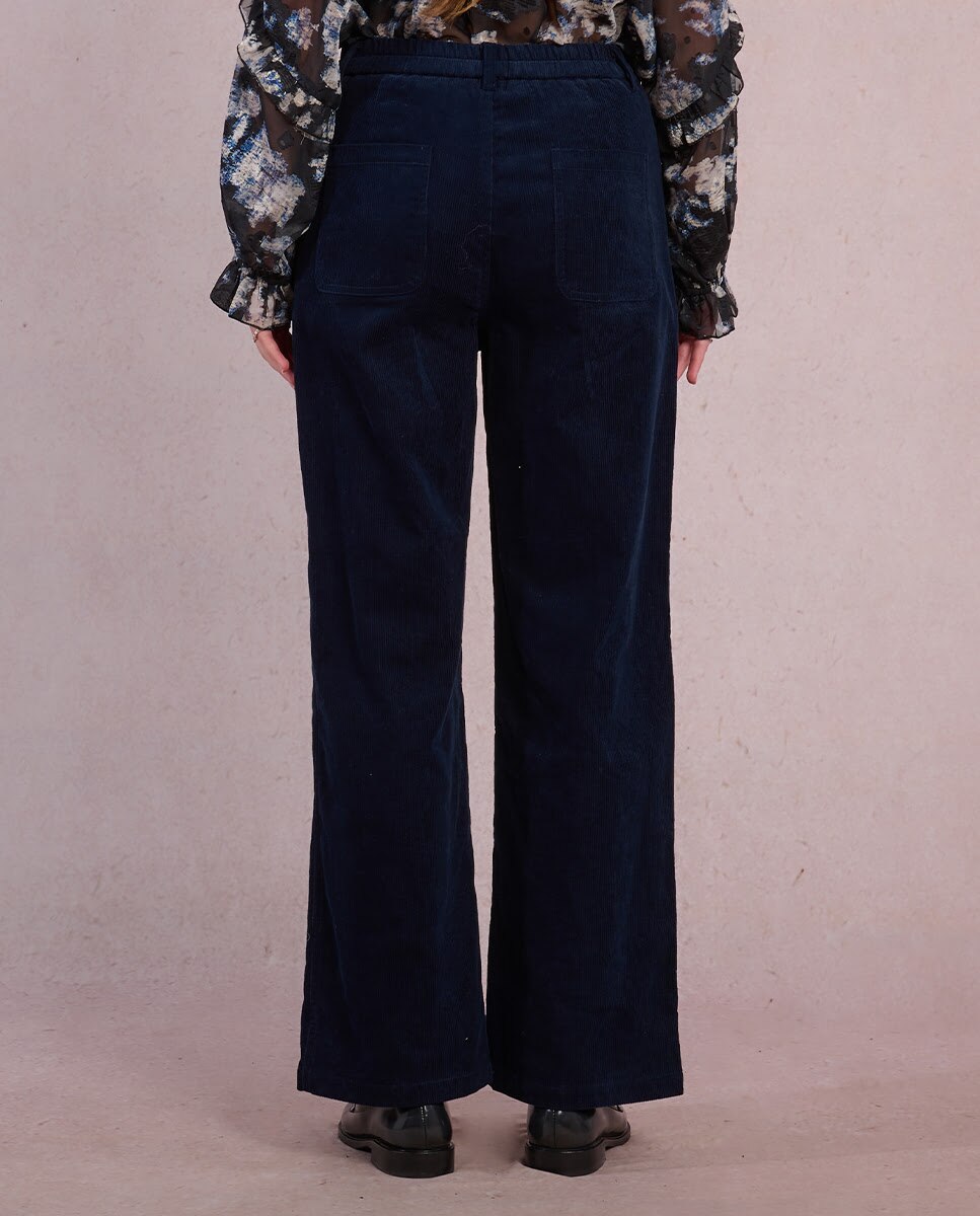 Pantalón de mujer largo perneras rectas - Molly Bracken - Azul oscuro Azul oscuro-3