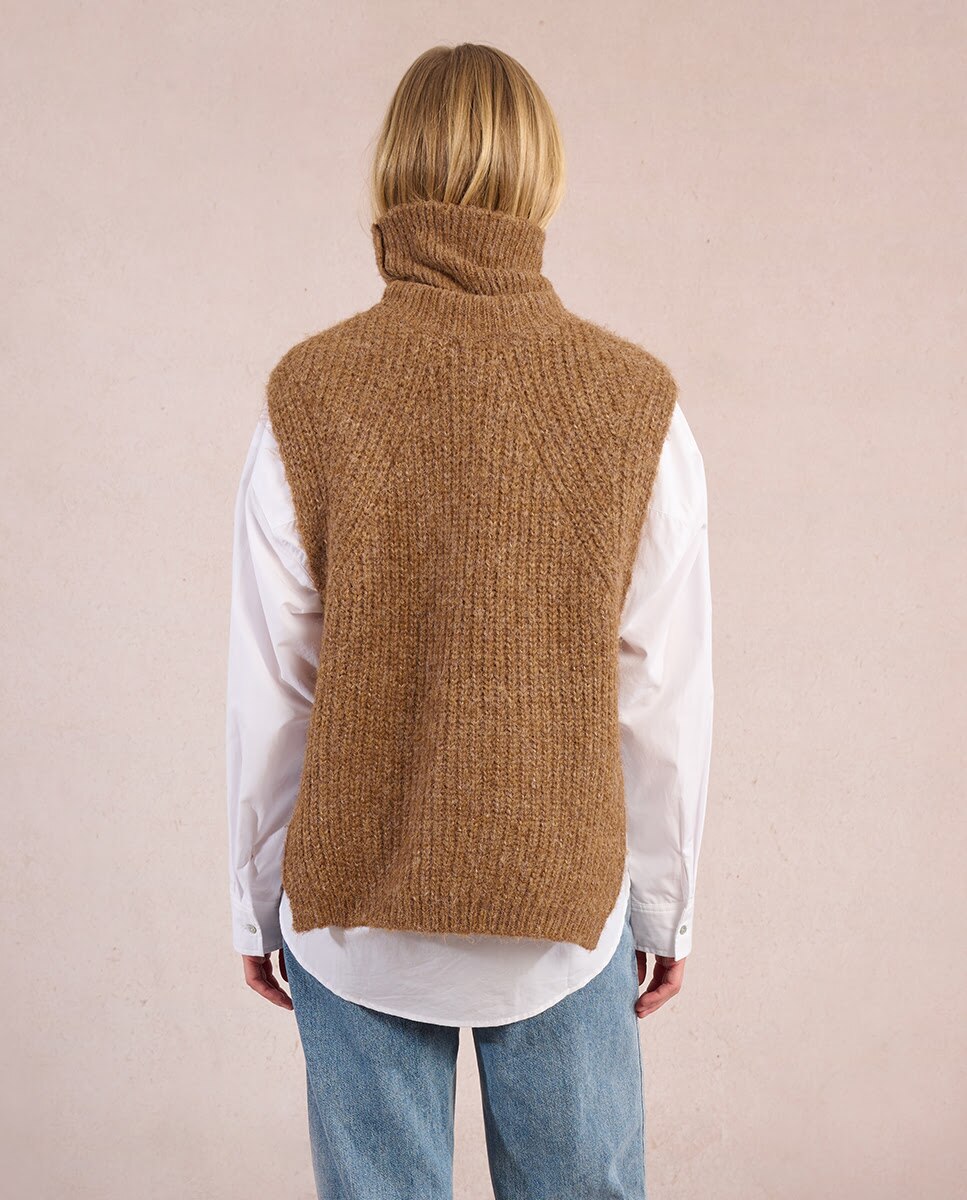 Jersey de mujer sin manga con aberturas - Molly Bracken - Marrón Marrón-2
