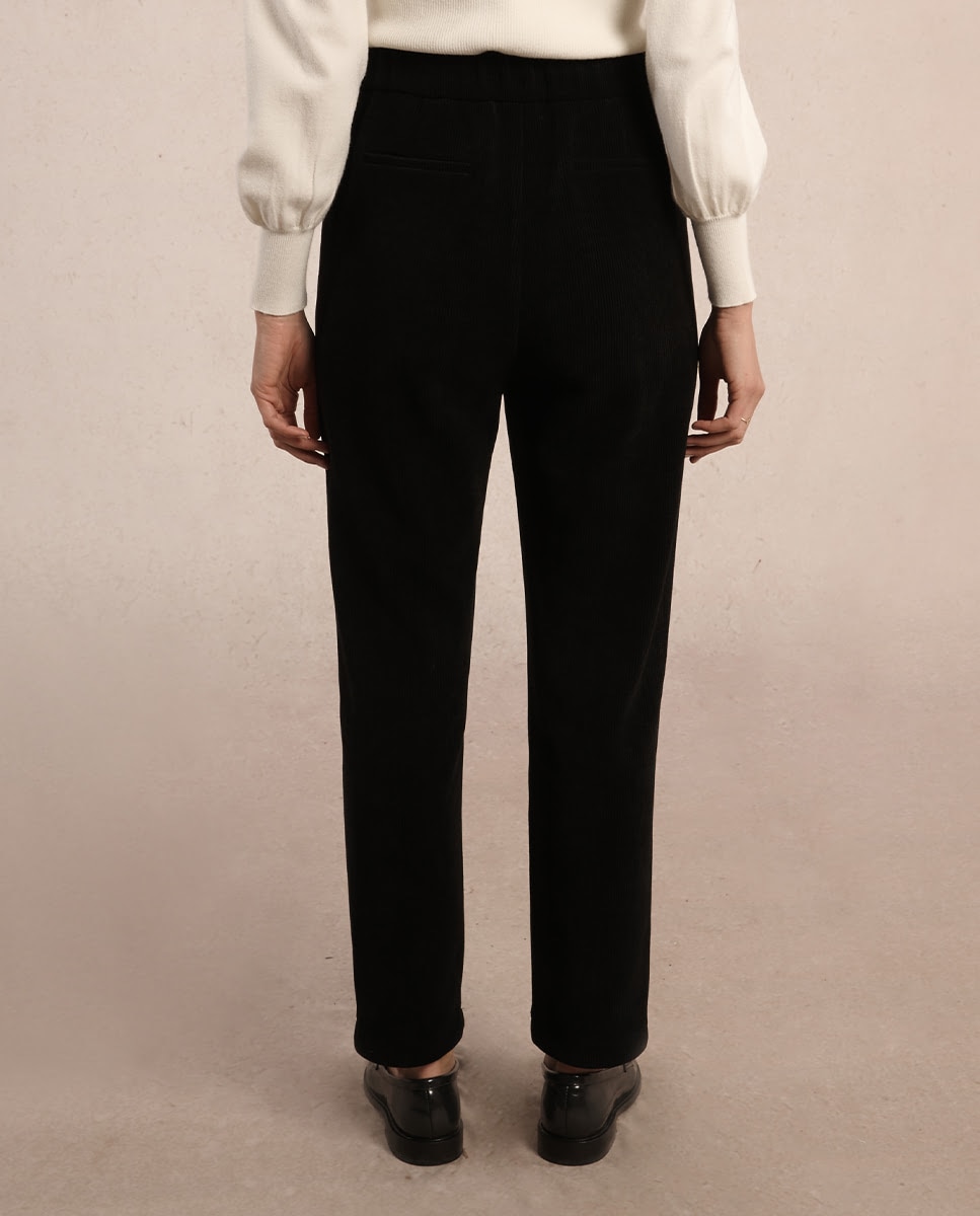 Pantalón de mujer tobillero en tejido de micropana - Molly Bracken - Negro Negro-3