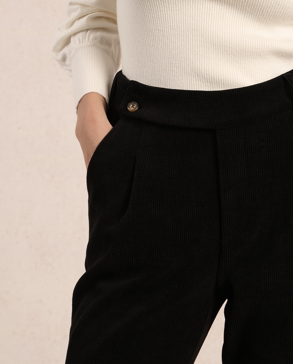 Pantalón de mujer tobillero en tejido de micropana - Molly Bracken - Negro Negro-4