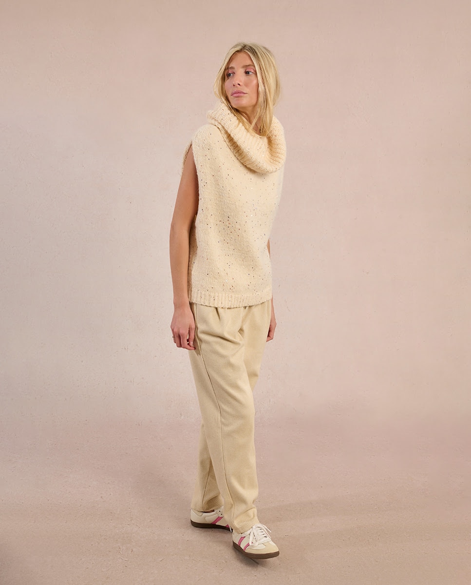 Jersey de mujer de manga sisa cuallo alto - Molly Bracken - Beige Beige-3