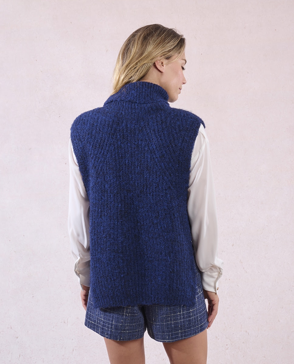 Jersey de mujer sin manga con aberturas - Molly Bracken - Azul Azul-2