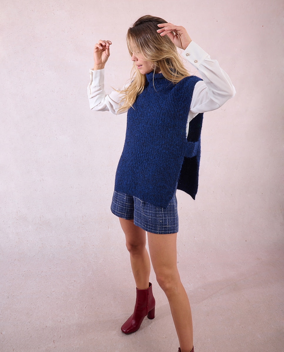 Jersey de mujer sin manga con aberturas - Molly Bracken - Azul Azul-3