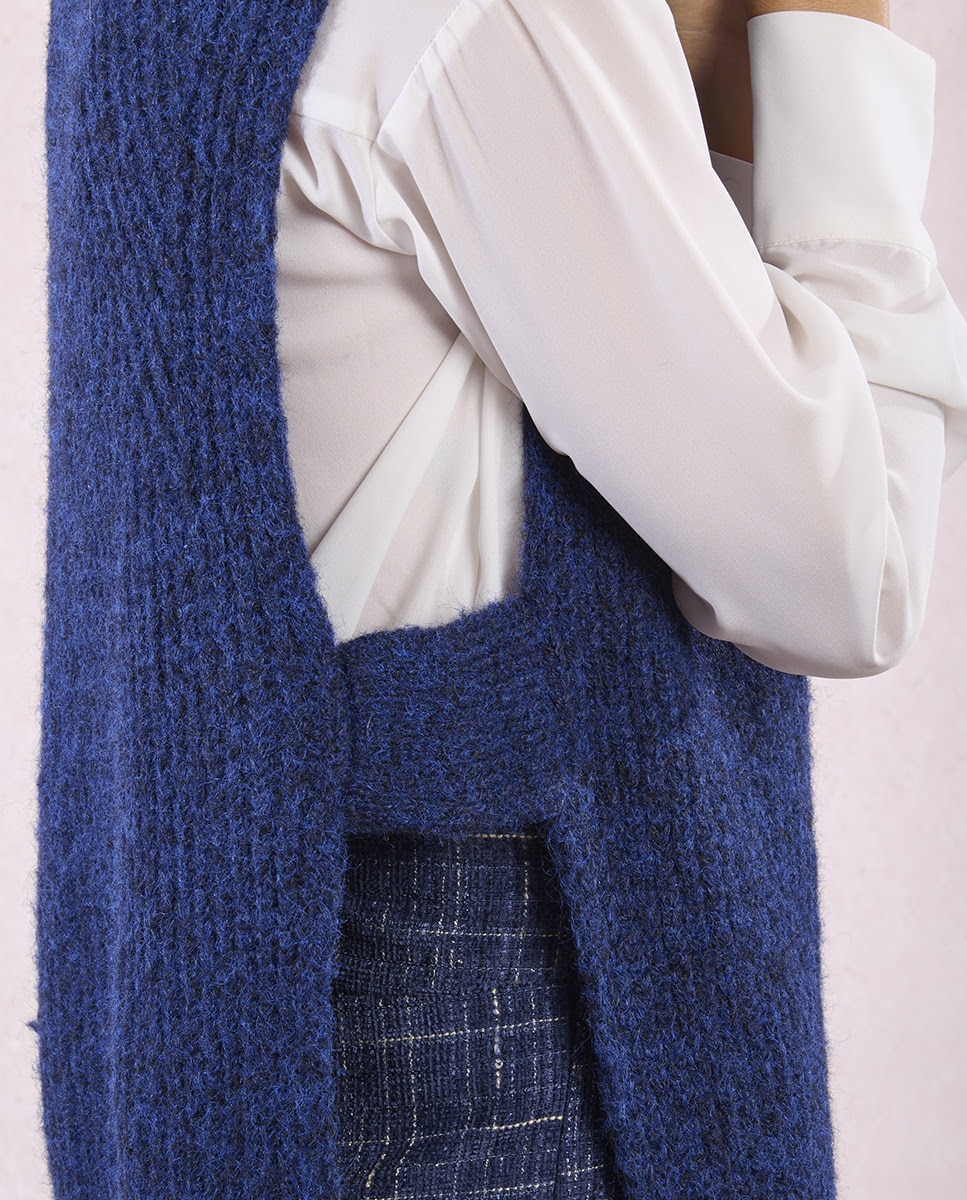 Jersey de mujer sin manga con aberturas - Molly Bracken - Azul Azul-4
