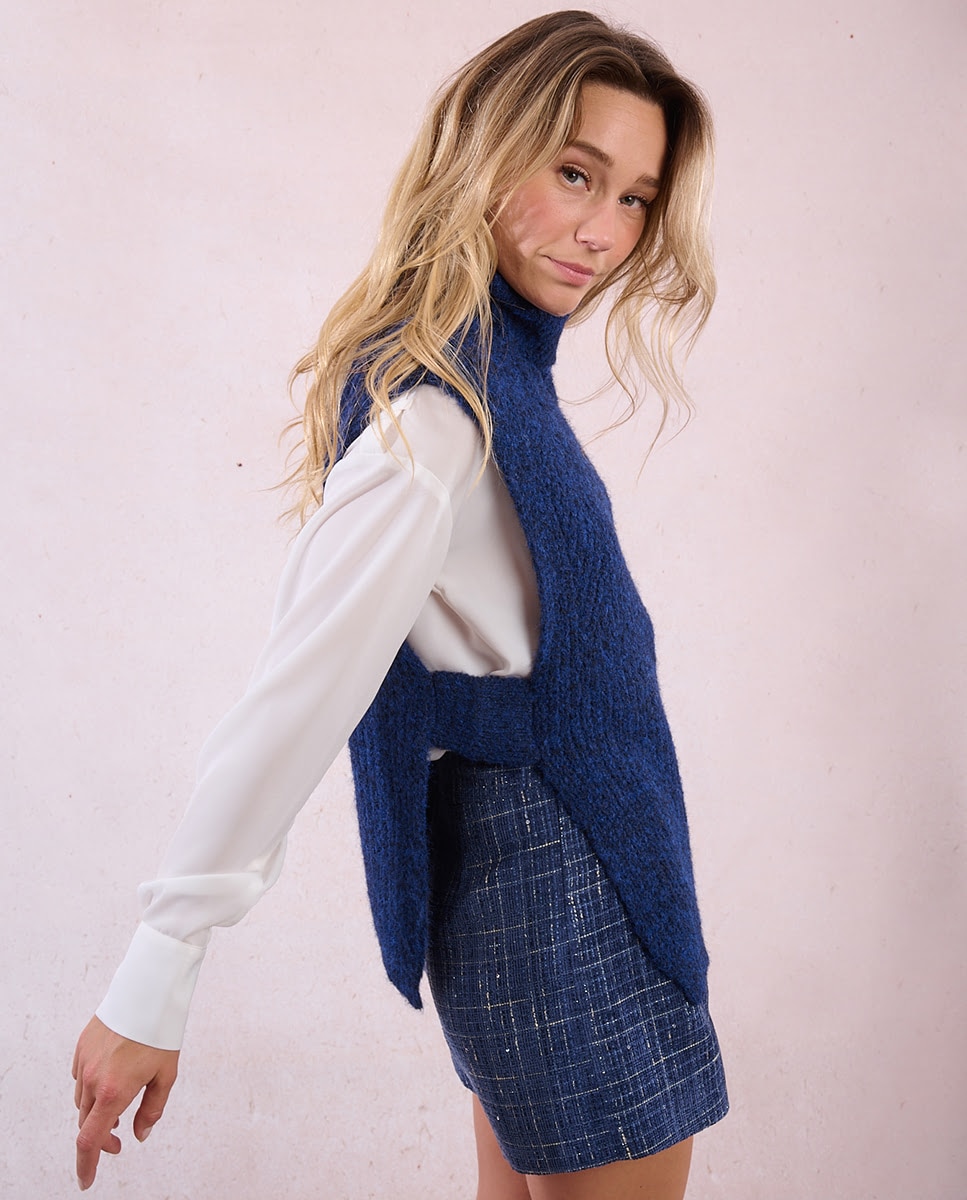 Jersey de mujer sin manga con aberturas - Molly Bracken - Azul Azul-5