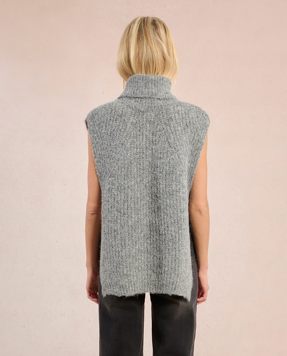 Jersey de mujer sin manga con aberturas - Molly Bracken - Gris Gris-2