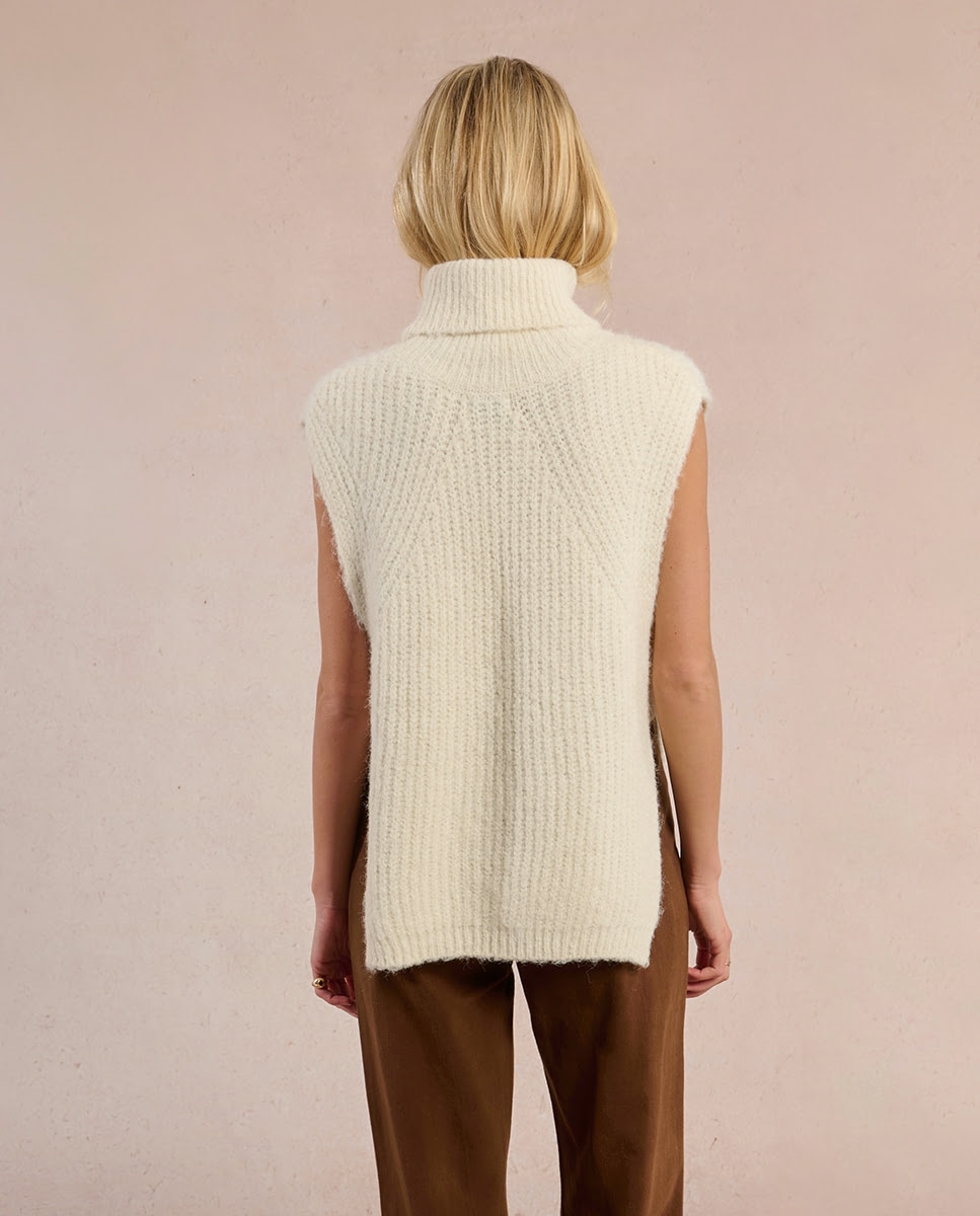 Jersey de mujer sin manga con aberturas - Molly Bracken - Crema Crema-2