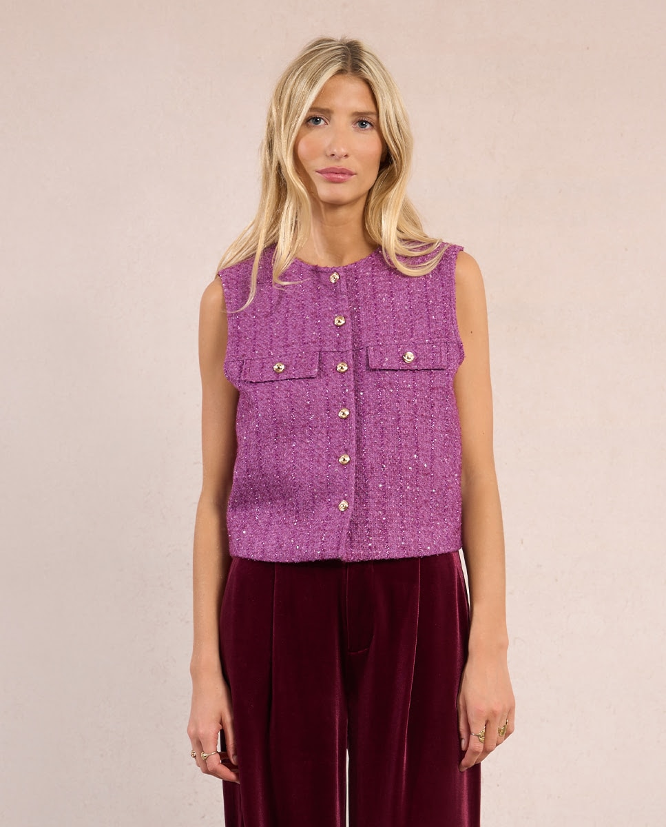 Chaleco de mujer con cierre botones Morado Molly Bracken Morado-1