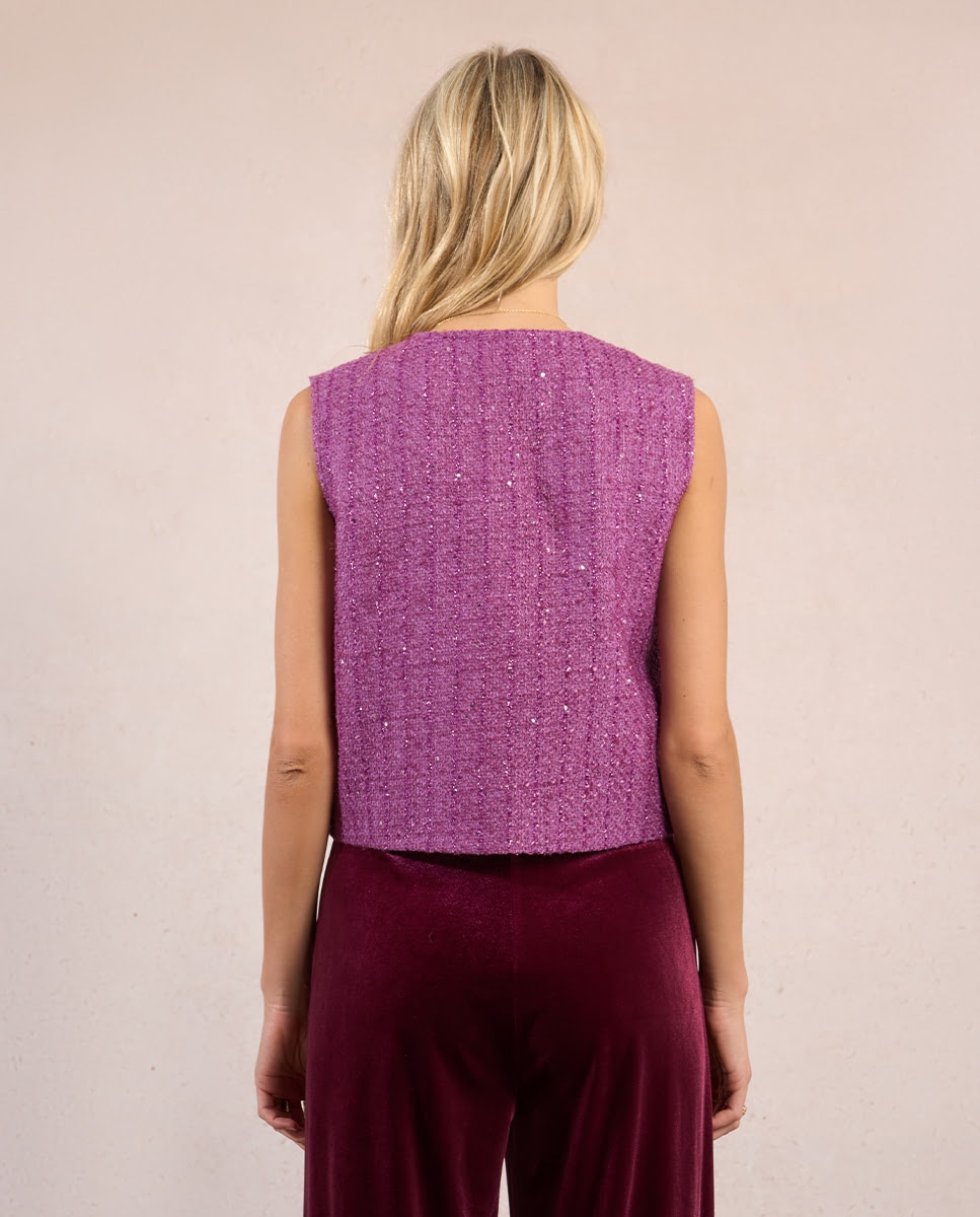 Chaleco de mujer con cierre botones Morado Molly Bracken Morado-2