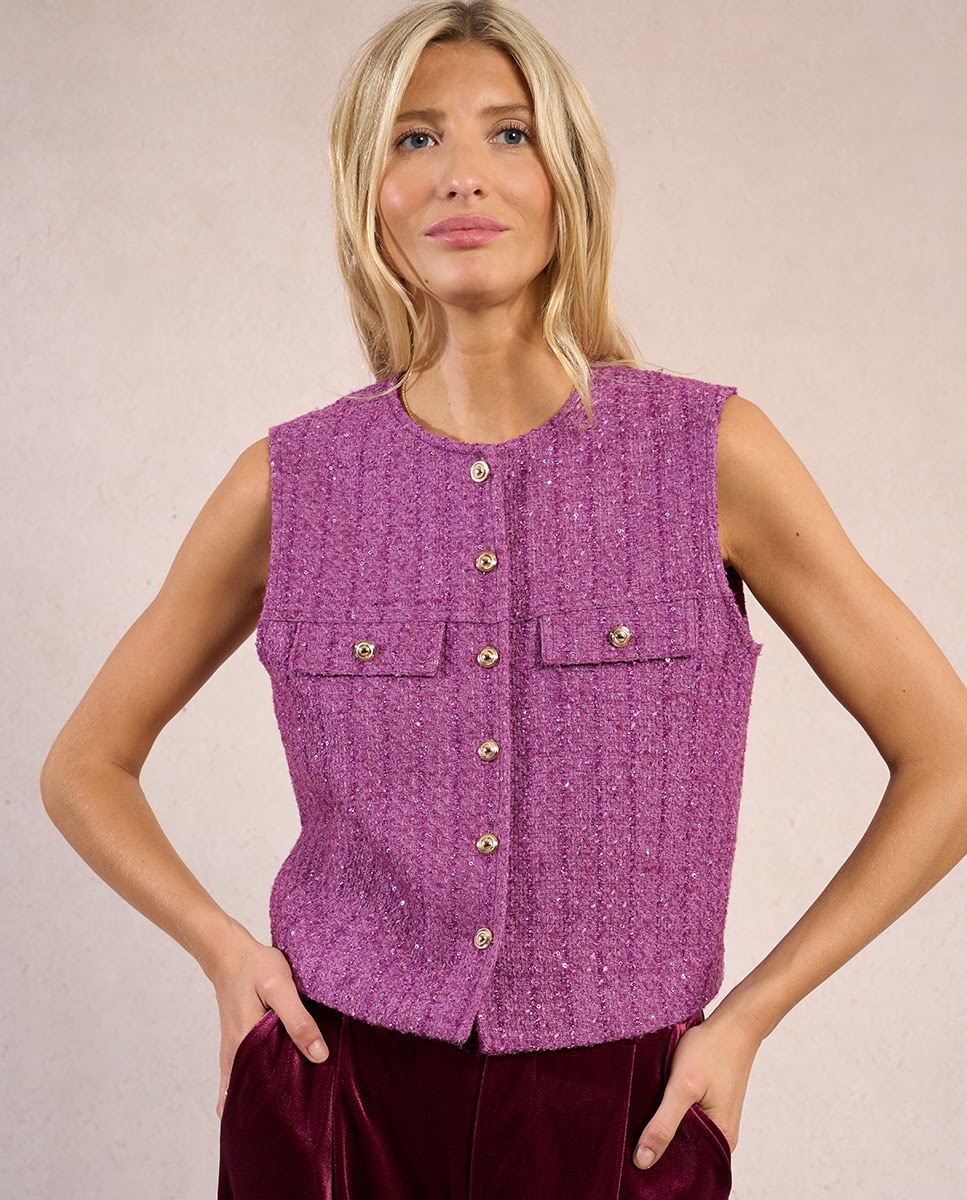 Chaleco de mujer con cierre botones Morado Molly Bracken Morado-4