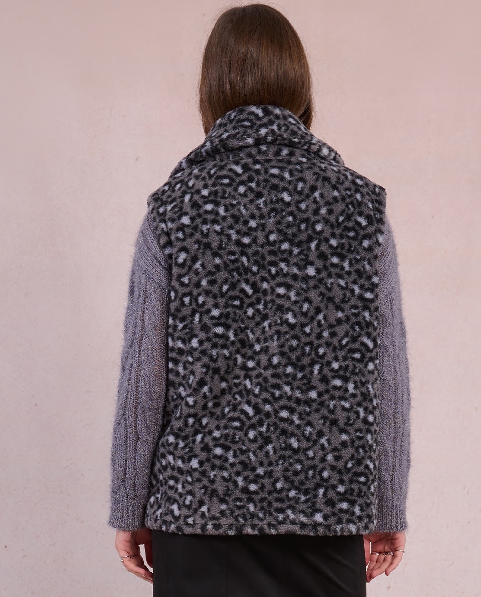 Chaleco de mujer en tejido de borreguito - Molly Bracken - Gris Gris-2