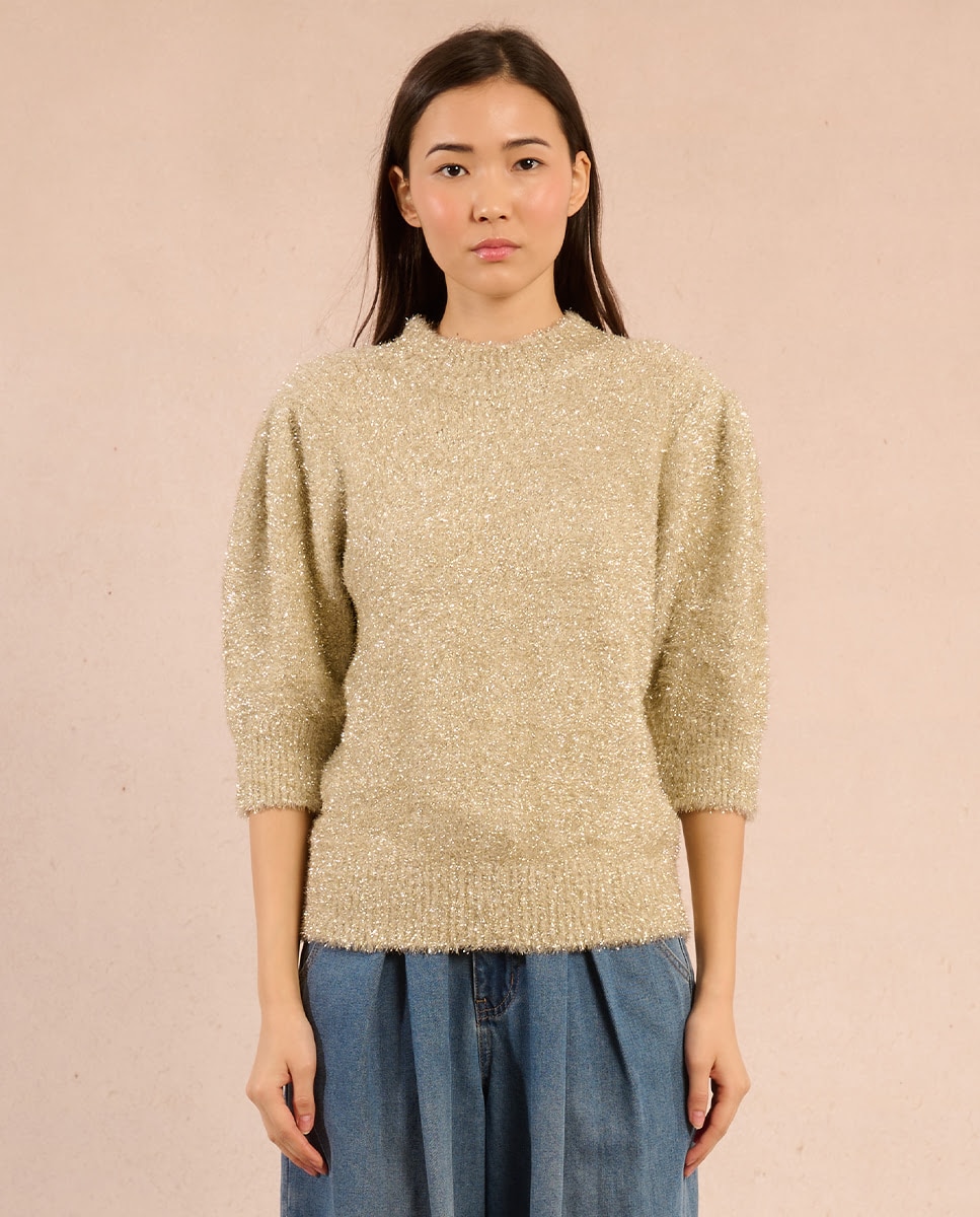 Jersey de mujer de media manga en punto suave - Molly Bracken - Beige Beige-1