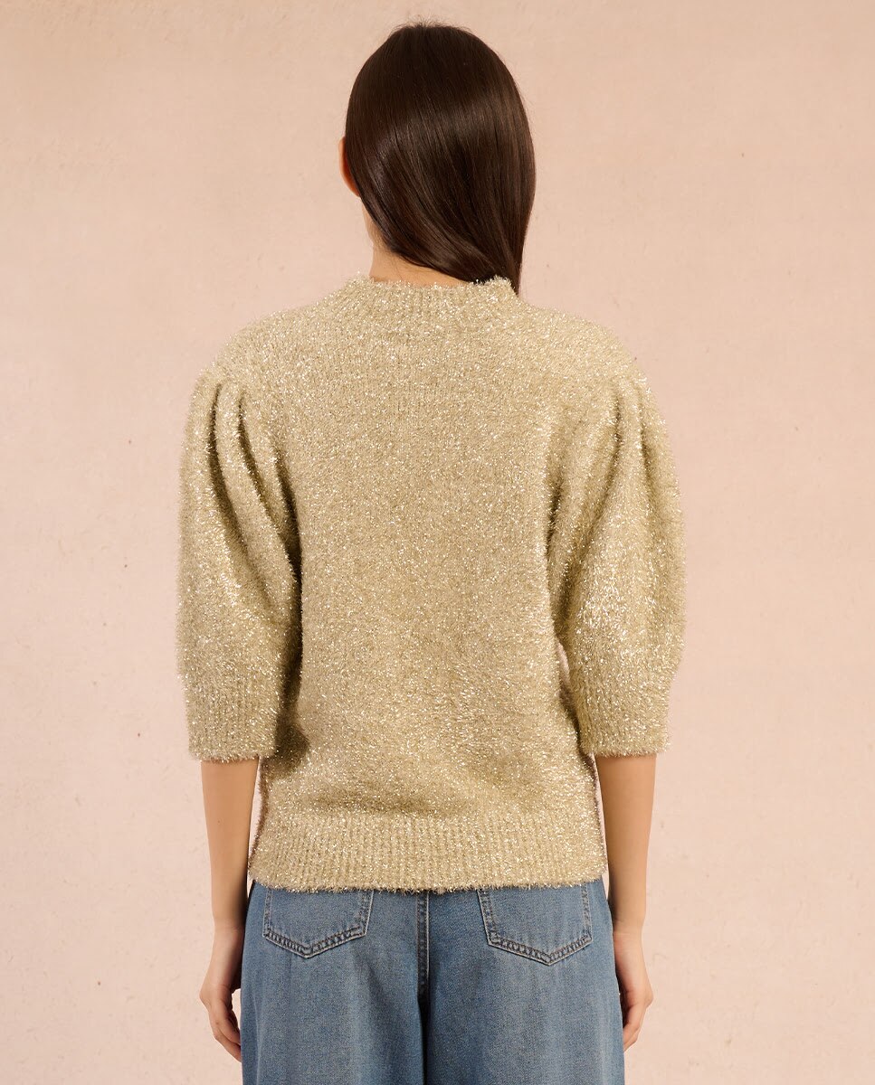 Jersey de mujer de media manga en punto suave - Molly Bracken - Beige Beige-2