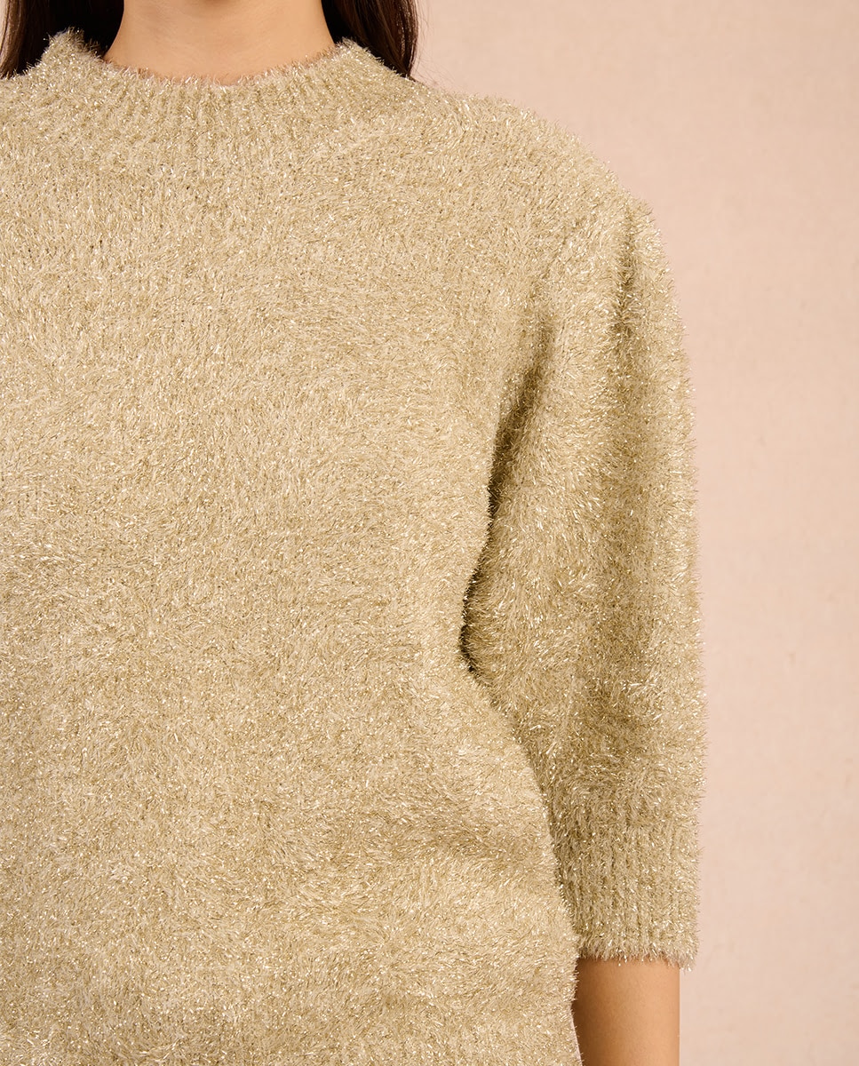 Jersey de mujer de media manga en punto suave - Molly Bracken - Beige Beige-4