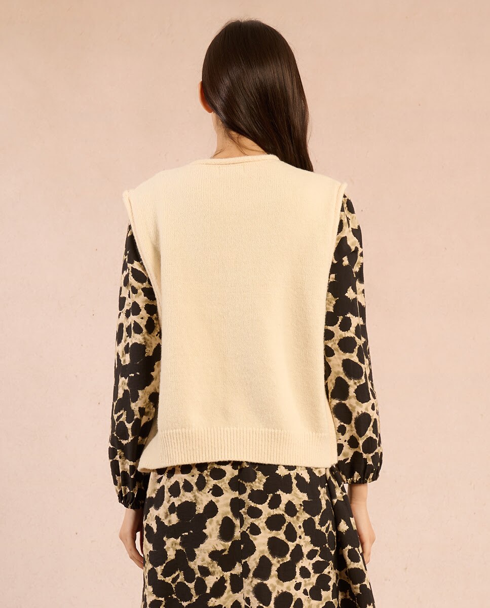 Jersey de mujer de manga sisa detalle lazo - Molly Bracken - Crema Crema-2