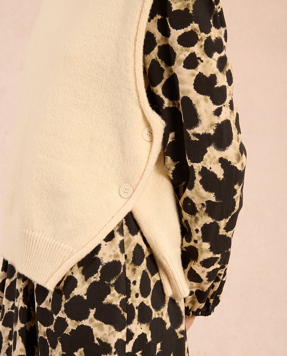 Jersey de mujer de manga sisa detalle lazo - Molly Bracken - Crema Crema-4