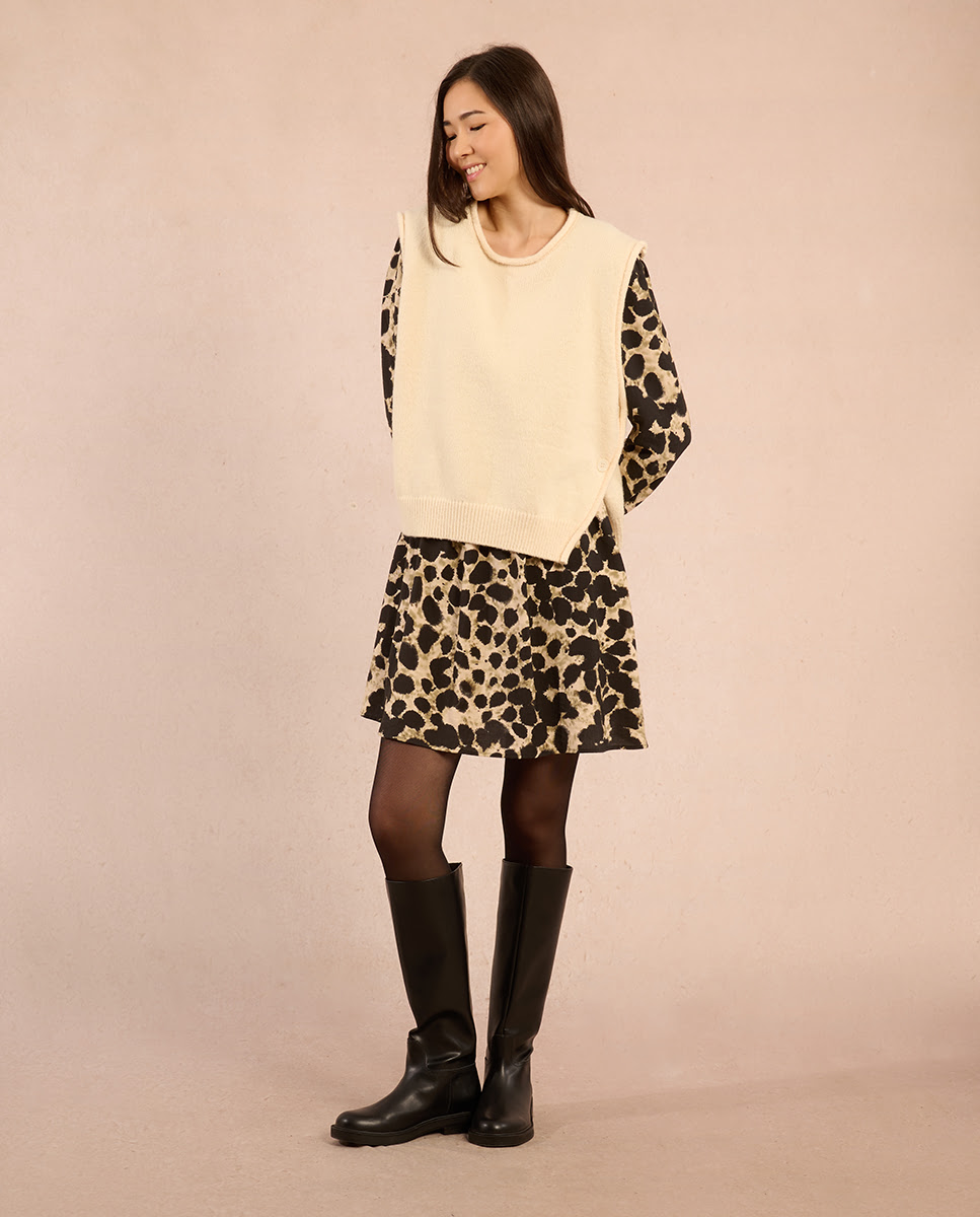 Jersey de mujer de manga sisa detalle lazo - Molly Bracken - Crema Crema-6