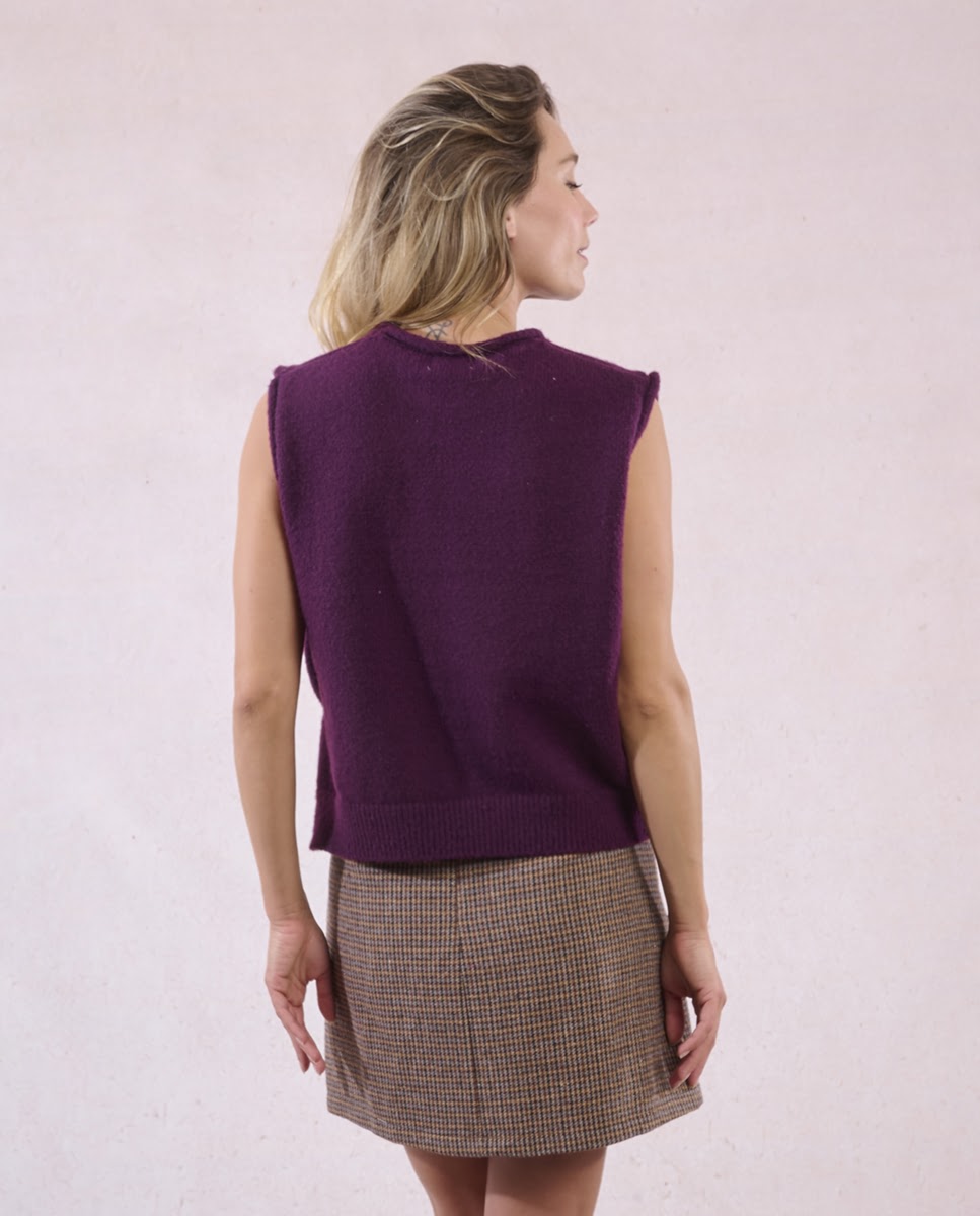 Jersey de mujer de manga sisa detalle lazo - Molly Bracken - Morado Morado-2
