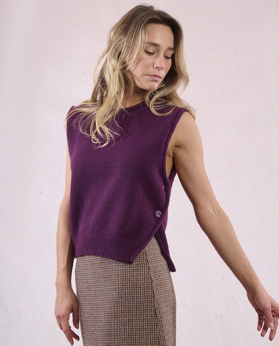 Jersey de mujer de manga sisa detalle lazo - Molly Bracken - Morado Morado-6
