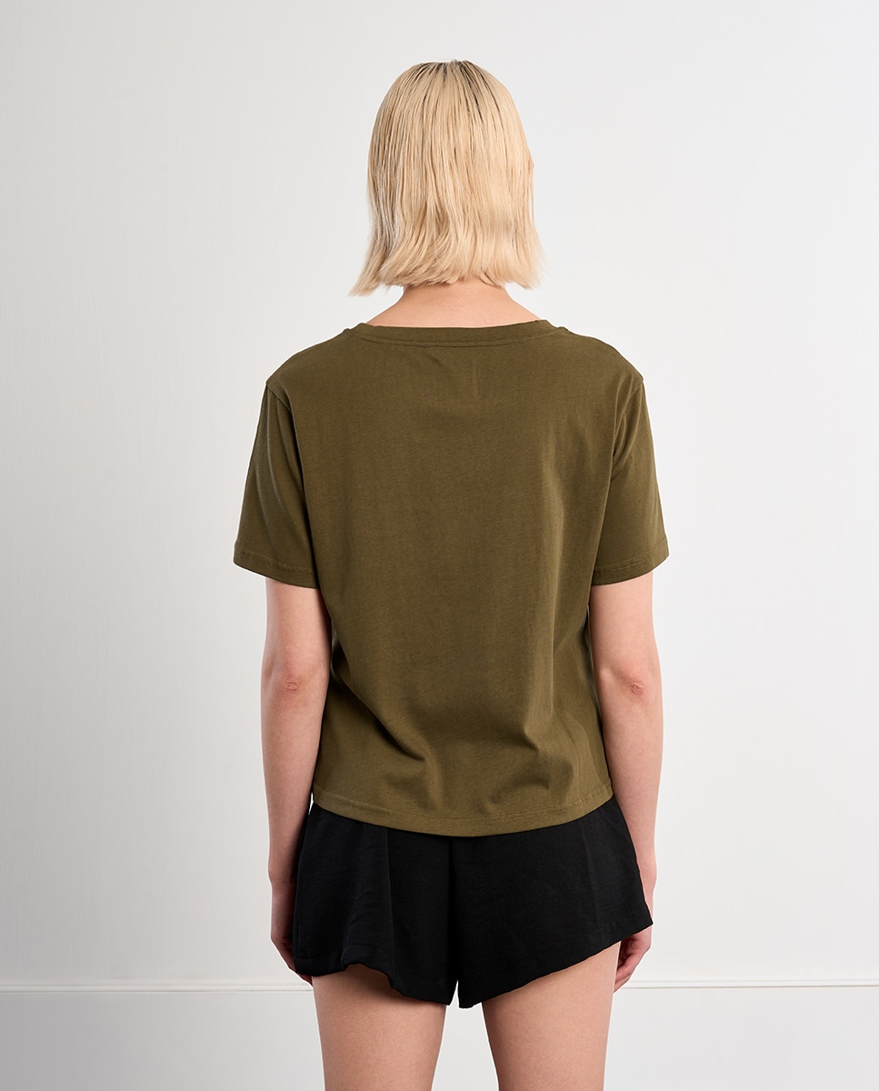 Camiseta de mujer de manga corta detalle corazones - Lili Sidonio - Kaki Kaki-3